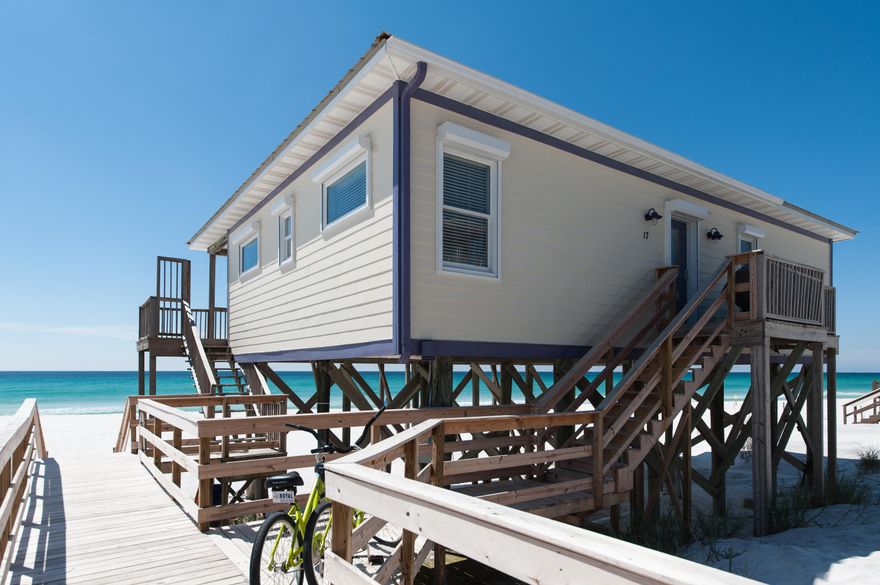 ''A Site for Shore Eyes'' is a great Gulf rental home with 101 feet on the water! Offered fully furnished and rental ready with panoramic views of Dune Allen Beach. The open floor plan with two bedrooms are located off the living, each with private ensuite baths. The master offers endless views of the Gulf of Mexico! Your back yard is the beach...take the private walk-over to enjoy lunch under an umbrella or enjoy sunset cocktails on the rear covered porch with over 180 SF. This 2 br home would make for an excellent couples retreat, honeymoon cottage or small family vacation get-a-way and is a rare find but highly sought after home on the west end of 30A. Take the bike path to Gulf Place or one of the many area attractions. Only minutes to Grand Blvd. shopping, dining and theater.