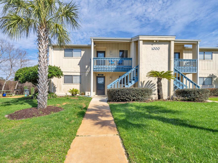 Enjoy the gated beach access and the many amenities Chateau La Mer II offers.  Conveniently located on Scenic 98 across from Captain Dave's Restaurant, this property places you near the sugar-white sands and crystalline green waters of the Emerald Coast.  Pride of ownership is evident in this well-maintained first-floor unit, nestled in the back of the complex.  Guests will love the serene atmosphere, with a grassy area in the back and side yards, complete with a community grill and dining space for your enjoyment.  Inside, the spacious bedrooms feature brand-new matelasse bedding.  The Master suite has a king-sized bed and a cozy sitting area, while the additional bedroom offers two queen beds.  The living room provides ample seating and a pull-out sofa for extra guests. The kitchen is well-appointed with granite countertops, a new refrigerator, and a recently purchased stove/oven.  Chateau La Mer II offers many amenities, including a pool, tennis courts and an on-site management office for added convenience.  The property is ideally located near great shopping. excellent dining and other entertainment options.  Golf enthusiasts will appreciate the many public courses in the area, while boating and fishing lovers can explore the Destin Harbor's charter boats and recreational watercraft.  Short term rentals are permitted, making this a fantastic investment opportunity.  Buyer to verify all dimensions. This unit is a must see at a great price - come enjoy your own piece of paradise!