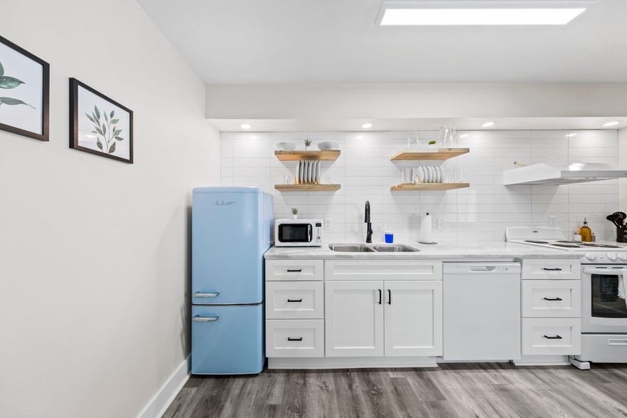 ***Fully Furnished Rental*** Furnished for comfort and style, this newly renovated two-bedroom, one-bathroom condo is the perfect place to call home. Located just across the street from the beach and close to all the attractions of Okaloosa Island, this first-floor unit offers easy access and a relaxed Emerald Coast lifestyle. Upon entering, you are welcomed into a bright and cheerful OPEN Concept Living, dining and kitchen space. The Keurig coffee station is ready for your morning coffee. Enjoy some downtime in the living area, featuring a large flat-screen TV and a sofa that pulls out into full-size bed. The bathroom features a spacious glass and tile shower. Pets with approval.