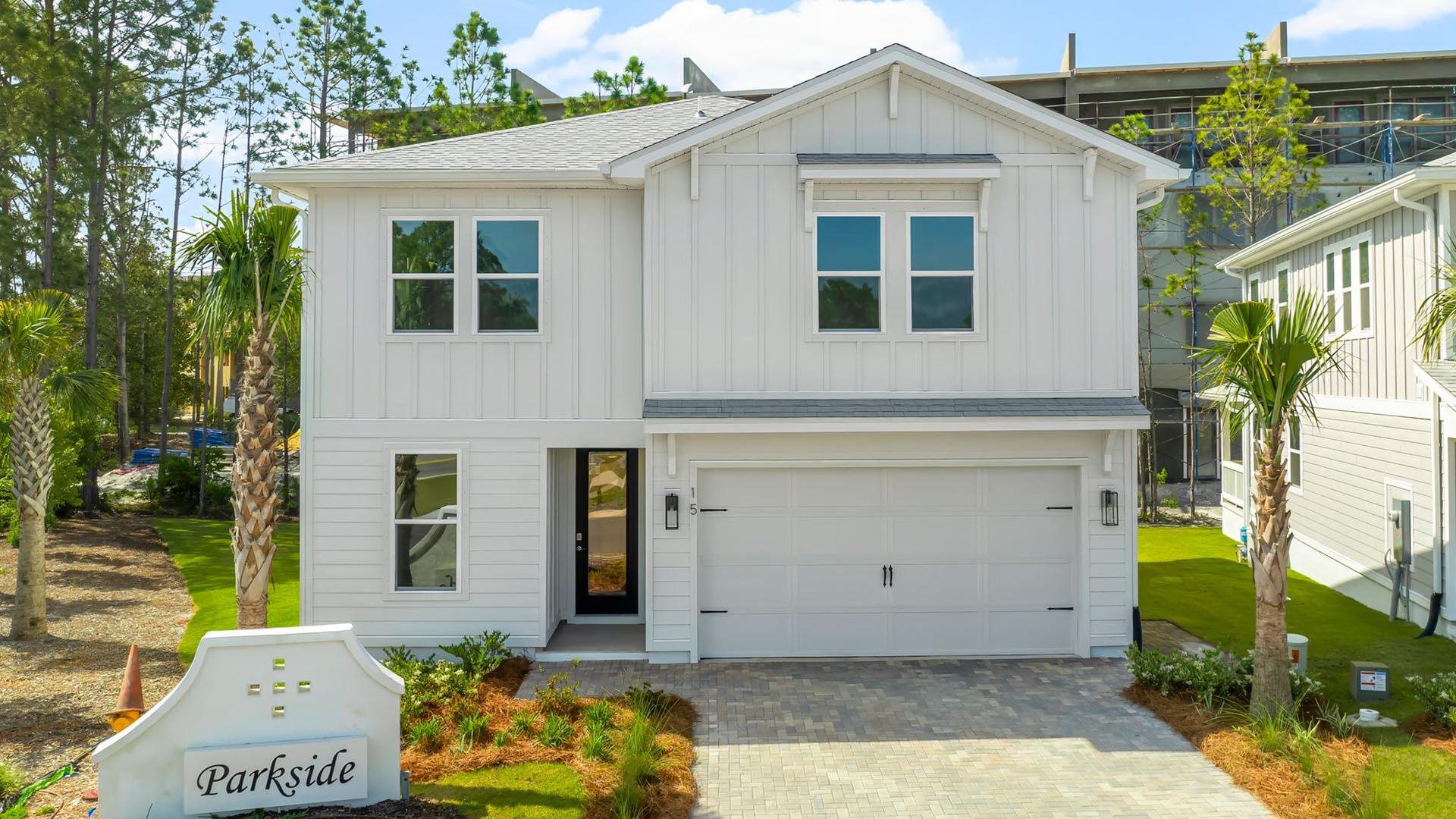 Welcome to the 15 Ashwood Drive, a new construction home in Santa Rosa Beach, Florida. This stunning two-story home holds 2,700 square feet of elegant living space and is nestled on the west end of Scenic Highway 30A only, just one mile from public beach access. The Ashton floorplan features 5 bedrooms, 4.5 bathrooms, 2 stories, and a spacious 2 car garage. When entering the Ashton plan, you find a bright foyer which leads to an office and powder room. Continuing toward the grand living area, you will pass the wood tread stairs to the second floor. Beyond the foyer, a grand open living space is brightly lit by plenty of windows giving natural light to the dining, kitchen, and living room. The open living area makes entertaining a breeze with the large kitchen island, bar seating, and glass back door to the covered back patio. In the kitchen you will find gorgeous quartz countertops, under cabinet lighting, soft-close doors and drawers, sleek stainless-steel appliances, and hardwood flooring that continues throughout the common areas and bedrooms. The large kitchen island is home to the farmhouse style sink and the KitchenAid stainless interior built-in dishwasher with hidden controls. A guest bedroom and full bathroom can also be found off the first floor down from the heart of the home. Continuing upstairs, you are greeted by the primary bedroom suite complete with natural light, hardwood flooring, and a ceiling fan. The primary bathroom can be found beyond with a luxurious, zero-entry tile shower, a large walk-in closet with wood shelving, a double-sink vanity with quartz countertops, white cabinetry, and gorgeous tile flooring. The second floor is also home to a jack and jill bathroom shared by 2 guest bedrooms and another bedroom with it's very one full bathroom. The laundry room is conveniently located on the second floor with the majority of the bedrooms.
Beyond the luxurious interior features, this home is also equipped with Smart Home Technology. This thoughtful integration of technology ensures that your new home is perfectly designed to meet the demands of modern life. Our homes are built with quality materials and workmanship throughout, with superior attention to detail and with your family in mind. Enjoy peace of mind knowing you are cover by our one-year builder's warranty.