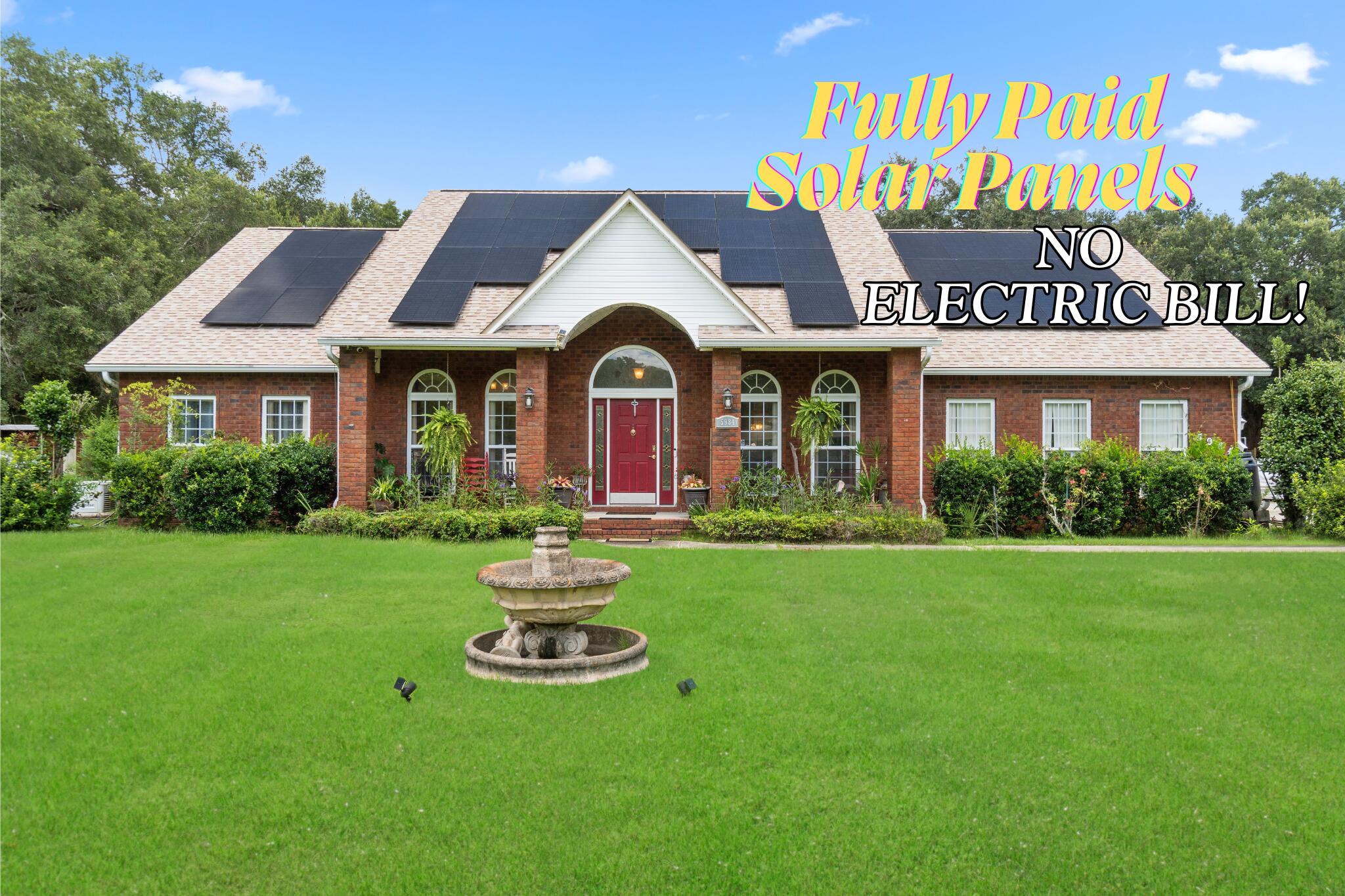 Spacious split floor-plan 4BR/3BA home on nearly 9 acres featuring an in-ground pool with new liner and a private pond accessible by trail. Recent updates within the last 2 years include a new roof, AC unit, hardwood floors, and a variable-speed pool pump. The kitchen offers stainless steel appliances, breakfast bar, nook, and formal dining. High vaulted ceilings add to the open feel, while the large master suite includes pool access, double sinks, garden tub, and separate shower. What's Special: paid-off solar panels (no energy bill), whole-house generator, 24x12 powered workshop, solar-powered gated entry with service gate, ADT alarm system with cameras, mature garden area with fruit and vegetable plants and mature oak trees. 2-car side-entry garage with large concrete pad.