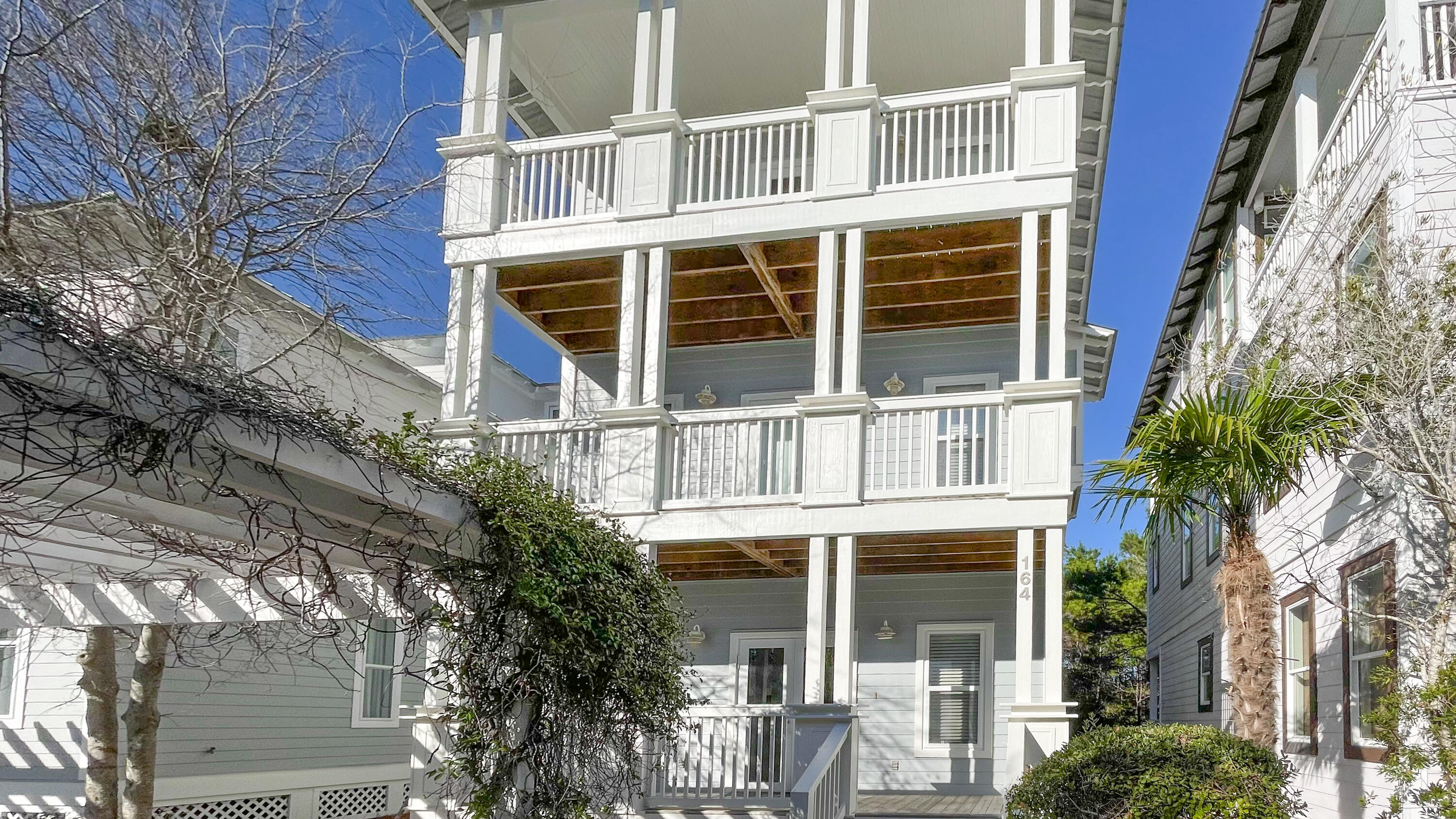 Freshly painted, carpeted, and new walkways. Seacrest Beach area with very walkable deeded private beach access. 4 Bed 5 Bath home in the Cottages at Camp Creek, located just across 30A from the Gulf and its powdery, sandy beaches. There are 4 balconies and porches, with Gulf views from the 3rd floor master. Two laundry areas makes rental turns a breeze. Large, open first floor living, dining, and kitchen area. All bedrooms located upstairs. The house backs onto the 6th fairway of the Camp Creek Golf Club. The neighborhood of 34 homes has a large centrally-located pool and spa, with shaded boardwalks. 0.75 miles to the shops at Alys, and less than 2 miles to Rosemary, The Hub, and 30Avenue. Suitable as a full-time, vacation, or rental home.