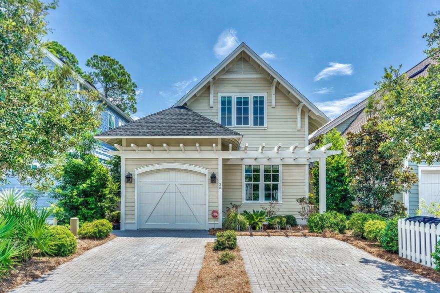 This charming cottage would make the perfect beach home. The open kitchen, living & dining areas are surrounded by a multitude of windows. Off the living room enjoy the screened porch which is the perfect place to relax. The spacious master bedroom & ensuite bathroom are on the first floor. A powder bath, wet bar, laundry & garage complete the first level. Upstairs are custom built-in bookcases, two additional bedrooms & full bathrooms, the bonus room that could easily become a bunk room & second living space. Interior finishes include hardwood floors, wood paneled walls, stainless appliances, custom lighting and enclosed outdoor shower. Owners enjoy deeded beach access to the Gulf of Mexico. Other amenities include a park & large pool complex complete with barbecue & outdoor fireplace.