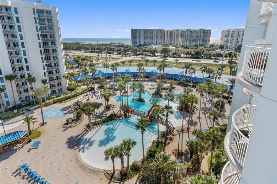 Remarkable gulf views await in this beautifully updated condo in The Palms of Destin.(VA Assumable)  This unit overlooks the pools, and has great views of Henderson Beach State Park and the Gulf of Mexico.  The open floor plan makes this unit perfect for vacations or just the weekend getaway.  The master bedroom features an ensuite bathroom and those amazing views of the pool and gulf.  The Palms of Destin offers gated, covered parking, tennis courts, pickleball courts, basketball court, a childrens playground, an onsite restaurant and bar, as well as a pool bar.  All of this is only 1 block from the world's most beautiful beaches, as well as shopping, restaurants and attractions.  This rental ready condo is being sold furnished for a seamless transition to the new investor/owner.
