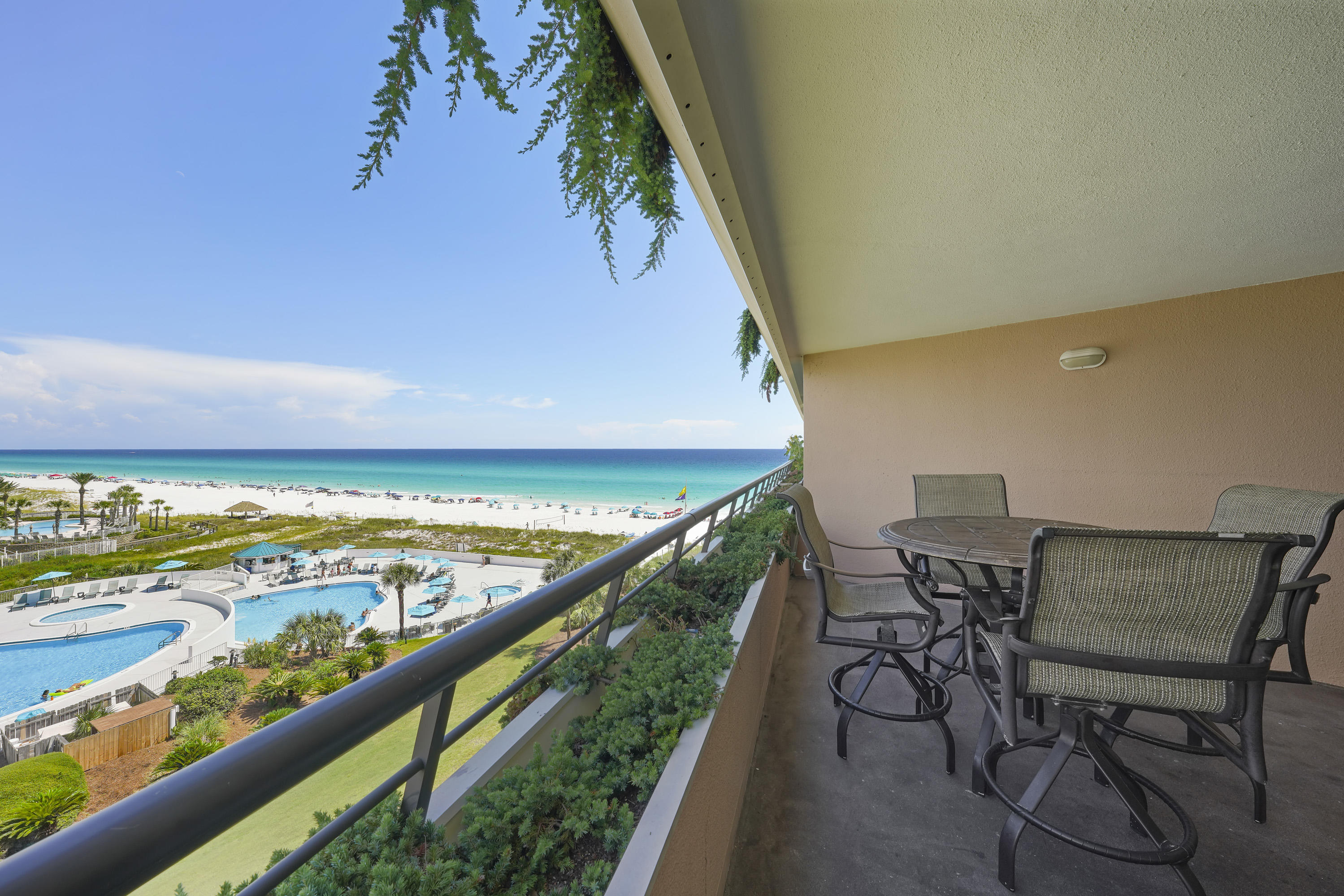 THIS CONDO IS A MUST SEE! TOP CONDITION & REMODELED! EVEN THE MASTER BATH WAS EXPANDED TO ALLOW FOR DOUBLE SINKS. IT IS ONE OF A KIND! Condo is located on the sixth floor & is the third condo from the beach - the view of the Gulf of Mexico is SPECTACULAR! Two bedroom, two bath condo featuring all tile floors (no carpet). It is very well-furnished & accessorized with a close attention to the details. The pretty kitchen features granite counter tops, stainless steel appliances, updated light fixture, & a laundry closet with stackable full-size washer & dryer. Both baths have granite counter tops. The spacious living/dining area opens onto a large balcony overlooking the gulf. The balcony is also accessible from the master bedroom. Edgewater abounds with amenities