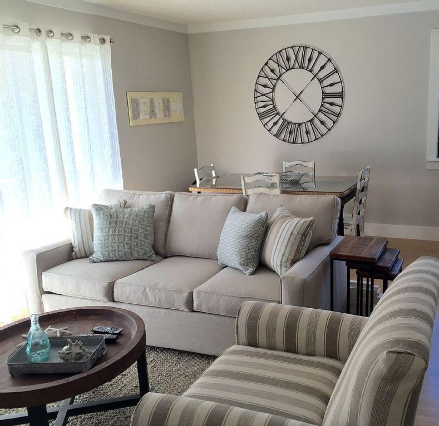 This 1 bedroom unit has been completely renovated with new cabinets, countertops, removed popcorn ceilings, trim and built in bunks. Beachwood Villas condo have just been painted and will be getting new signage. Beachwood Villas is beautifully landscaped and has lots of green space with beach access right across the street on 30A. Amenities include 2 pools, tennis courts, shuffle board and onsite laundry facilities.