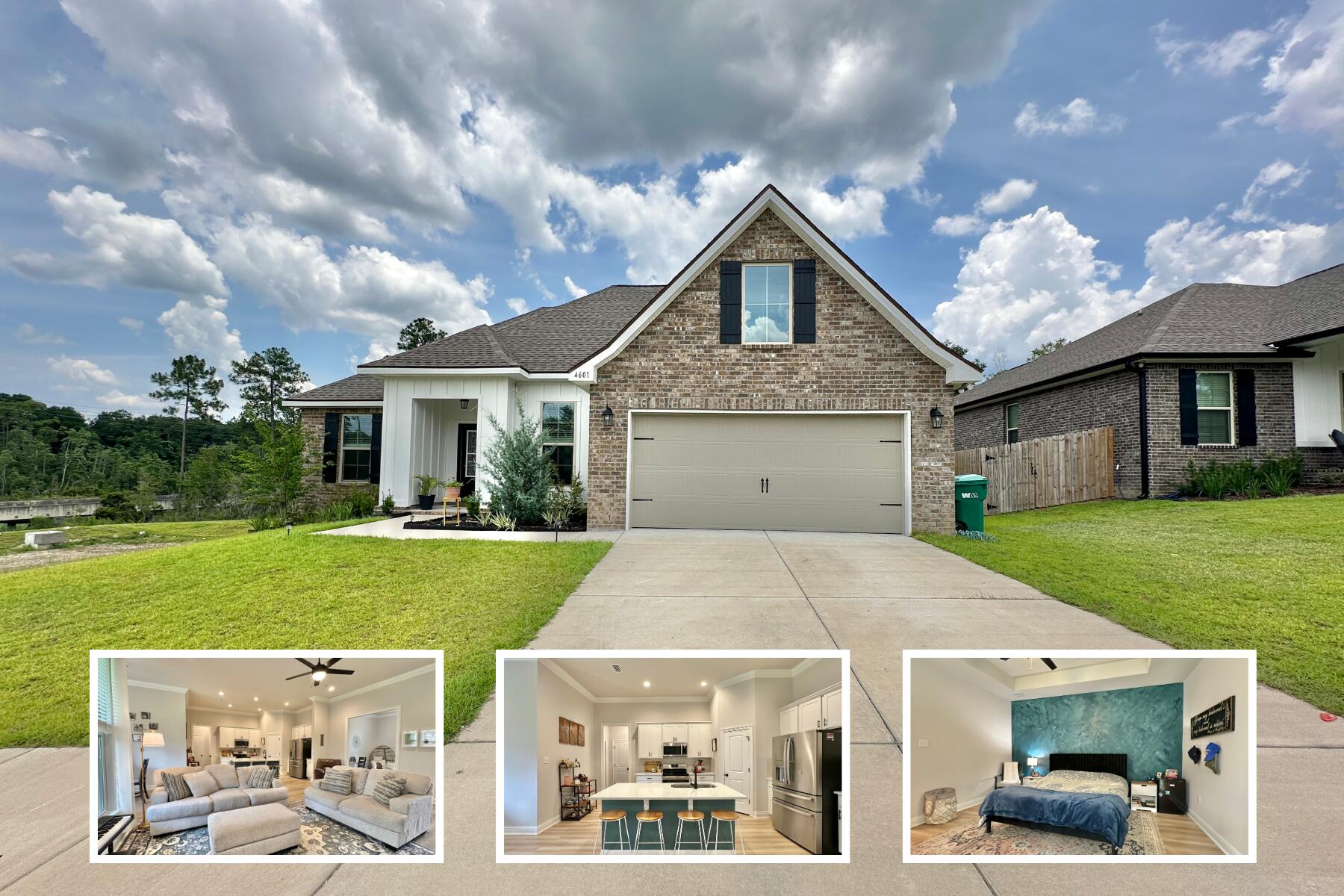 AVAILABLE August 4, 2025!! This stunning 3-bedroom, 2-bathroom unfurnished home offers a spacious 1,950 square feet of beautifully maintained living space in a prime Crestview location - offering half off the first month's rent. Situated at the front of the subdivision on a desirable corner lot, this brand-new build offers quick and easy access to Highway 85 and Eglin Air Force Base, making it ideal for commuters or military personnel.Step inside to soaring 10-foot ceilings and an open-concept layout that includes a dedicated office nook, perfect for remote work or additional study space. The kitchen features sleek stainless-steel appliances and a modern layout that seamlessly flows into the main living area. The home includes a two-car garage with an extended 4-car driveway for additional parking. Please note: the property is offered unfurnished, and all personal furnishings pictured, including the washer and dryer, will be removed prior to move-in.
As a special move-in incentive, enjoy half off the first month's rent at the listing price of $2,300/month. Don't miss your opportunity to lease this well-located and thoughtfully designed home in one of Crestview's most convenient areas.
** Fees Required once an application is approved include, but may not be limited to: Security Deposit, Non-Refundable Fees (cleaning and rekey), $20 Certified Mail Fee, and Pet Fees (when applicable). ***
NO smoking. 600 minimum FICO credit score required in addition to meeting rental criteria. Pets allowed upon approval with a non-refundable pet fee and with a Petscreening.com report. This property is also part of a Homeowners Association and tenants will be required to adhere to certain rules and restrictions. If you have any questions, you may request to view the HOA Covenants prior to application.