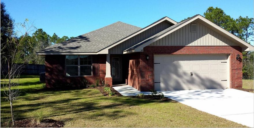 This craftsman elevation all electric home comes with sodded yard with sprinkler system, garage left, architectural shingles, specialty mailbox, The interior: ceiling fans in master bdrm and living area ( add'l bedrooms are braced and wired for them) Tile in wet areas, wood in foyer bull-nosed corners formal areas, stain resistant plush pile carpeting, 5 -1/4 baseboards, rocker light switches, brushed satin hardware and light package. The kitchen will have GE appliances, quality bump and stagger upper cabinets with hidden hinges and crown molding, garbage disposal,granite counter top, recessed lighting. Stack stone fireplace in family room, 14x16 covered porch on rear of home. Separate shower in Master bath. Photo not of actual home.