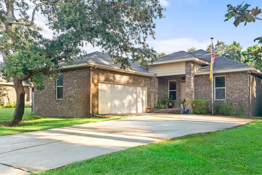 Stylish Brick Home in Coastal Navarre - Your Florida Dream Starts Here! Step into comfort, style, and coastal charm with this beautifully maintained 4-bedroom, 2-bath brick home located in one of Navarre's most sought-after communities. This property isn't just move-in ready--it's packed with features that make everyday living feel like a getaway. From the moment you enter, soaring 12-foot ceilings and elegant finishes set the tone. The formal dining room, recessed lighting, and a mix of laminate wood, tile, and carpeted flooring create a warm, inviting atmosphere. The kitchen is a showstopper - granite countertops, stainless steel appliances, ample cabinetry, and a spacious breakfast bar make it perfect for hosting or relaxing at home. The oversized primary suite is a true retreat, complete with tray ceilings, up-lighting, and an attached bonus room that offers flexible use - ideal for a nursery, home office, fitness space, or quiet reading nook. The en-suite bath offers spa-like luxury with a custom tile shower, soaking tub, dual vanities, and a generous walk-in closet. A split floor plan ensures privacy, with three additional bedrooms and a second full bath thoughtfully placed. The living room features French doors that open to a large patio, inviting you to enjoy Florida's outdoor lifestyle year-round. The fenced backyard is a peaceful oasis with fruit trees and plenty of space for gardening, relaxing, or entertaining. Located just minutes from the sugar-white sands and emerald waters of Navarre Beach, this home offers the perfect blend of tranquility and convenience. Enjoy easy access to parks, shopping, dining, and nearby military installations including Hurlburt Field and Eglin AFB. Whether you're searching for a forever home, a coastal escape, or a smart investment - this property delivers. Schedule your showing today and experience the lifestyle you've been waiting for.