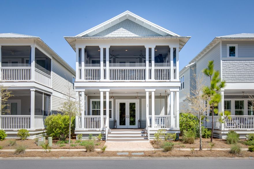 3rd lowest priced home on 30A East- South of 98- AND it's the newest! This florida cottage is tucked back in amongst the pine trees and quiet simple pleasures.  2 big front porches span the width of the house to maximize front porch sitting.  Both porches overlook wooded preserve and 2 ponds, one of which has a fountain. This 2 year old  home has barely been used, never rented and in impeccable condition. The Sea Breeze floor plan is one of the most built plans in NatureWalk  and perfect for either a vacation home or full time residence. Offered furnished and includes a 6 seater golf cart & bicycles- you have all you need here to instantly enjoy the 30A lifestyle.