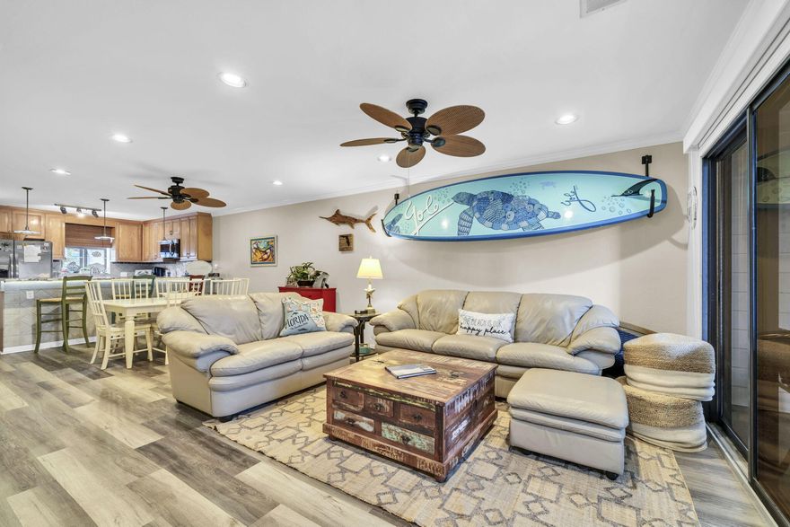 LOCATION LOCATION!!! This beautiful newly renovated 2/2.5 Townhome is an end unit closest to the beach.  Only a 1/4 mile to the Pompano Joes Public Beach access!!! This townhome would make a great primary, 2nd home or investment property.  This unit is in immaculate condition.  It has never been rented.  The townhomes sits 30 ft above sea level -NO FLOOD ZONE!! The bottom floor features an open floor plan with new LVP all throughout. New tile in all the bathrooms, new paint (2 years ago), All new appliances (2 years), Hurricane Shutters on all windows, plantation shutters and a large enclosed private patio area- Great for entertaining.  There is also a large storage closet on the patio for all your beach gear! Upstairs is the master which has been enlarged enclosing the balcony for added space for a sitting area or home office.  Both bedrooms feature an en suite bathroom.  There is a community pool and clubhouse in the center courtyard.  All assessments have been completed for the exterior.  New Roof (5 years). This unit is being sold fully furnished except for a few exceptions (See Exclusion List in the docs section). All dishes, linens will be included.  There are 2 designated parking spots directly in front of the unit. This townhome is just minutes to restaurants, shopping and entertainment!!!   Rental Projections up to $48K Gross! Two Super Nice Yolo Boards included with the right offer!  This property is priced to sell!!!  Call me for a private showing!