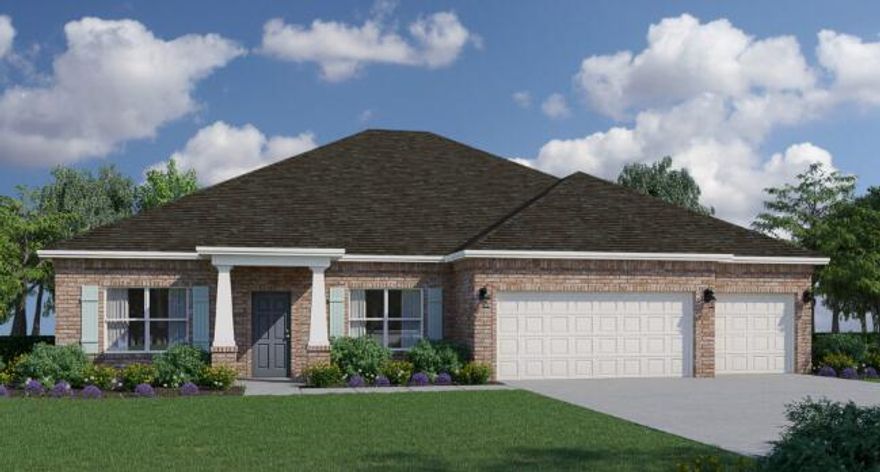 Introducing the Eden floorplan! This stunning home offers a spacious and well-designed layout, combining functionality, style, and comfort to meet your every need. As you step into the foyer, you'll immediately notice a den on one side and a formal dining area on the other providing versatile spaces that can be tailored to your preferences. Continuing through the home, you'll find a full guest bathroom conveniently located near the front of the home. In the heart of the Eden, a spacious great room awaits, serving as the central gathering space for relaxation and entertainment. Just off the great room, an outdoor living area invites you to enjoy the beauty of the surrounding environment. The great room seamlessly connects to the breakfast nook and kitchen, forming the hub of the home. The kitchen features an island with a sink and dishwasher, providing a functional and stylish workspace with the ability to entertain guests and view family. A walk-in pantry within the kitchen ensures ample storage space for all your culinary needs.
The second and third bedrooms are separated by a shared bathroom, offering convenience for family members or guests. This wing of the home also includes two linen closets, with one located in the hallway and the other inside the bathroom, providing ample storage options. The Eden features a split floorplan, with the owner's suite situated on the opposite side of the great room. The expansive suite offers a tranquil retreat, featuring dual closets and an owner's bathroom. You'll find an additional two linen closets in this wing of the home, one inside the bathroom, while the other is conveniently located just outside the owner's suite. A large three-car garage is situated off the kitchen and laundry room area, providing plenty of space for vehicles and additional storage. With 2,639 square feet of living space, the Eden offers a generous layout that ensures comfort and functionality for your family. Its well-designed floorplan promotes privacy, convenience, and a sense of togetherness.