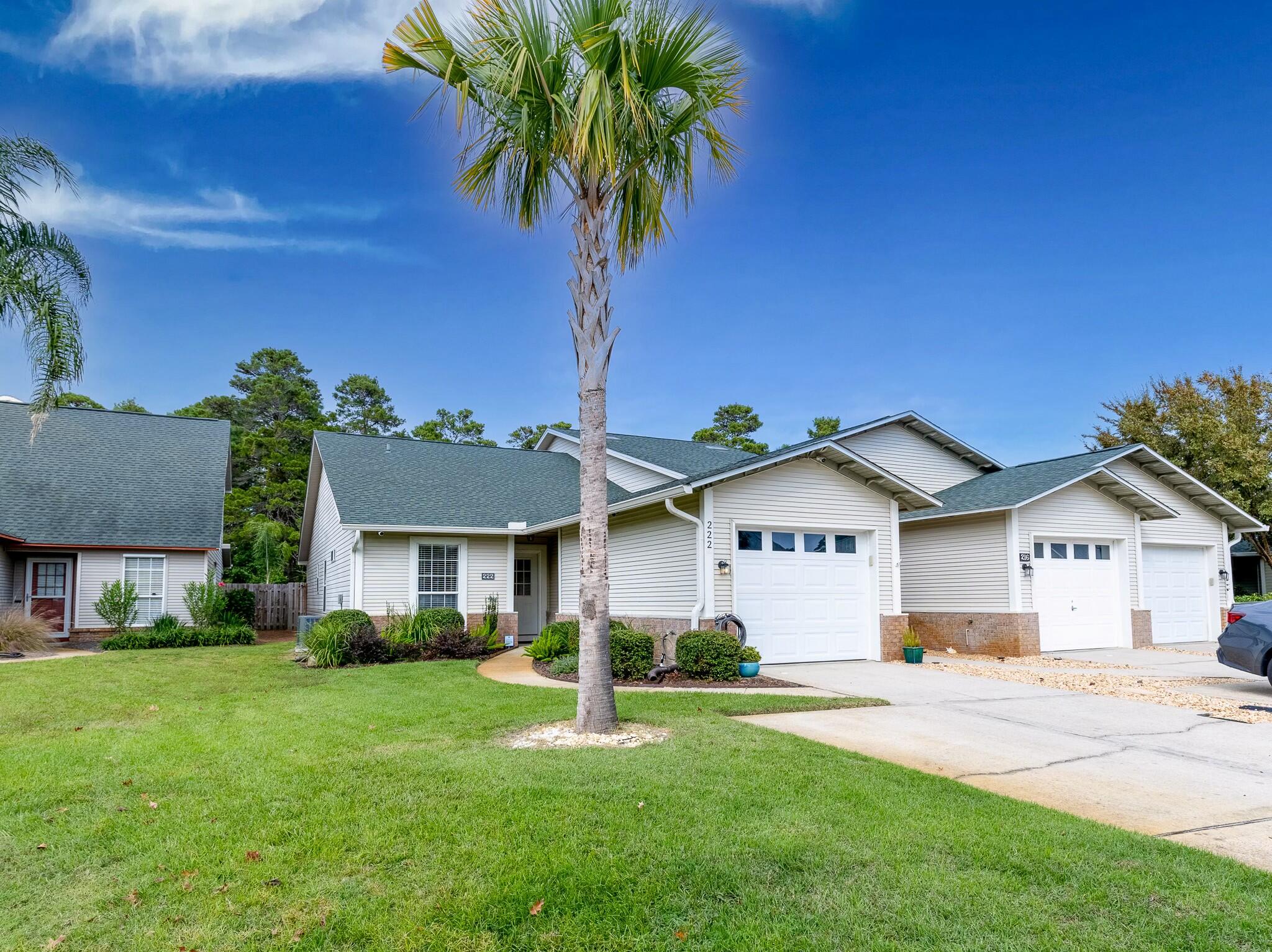 Welcome to 222 Via Largo, a delightful 3 BR, 2BA, one-story home perfectly situated for relaxed Florida living! Located just a quick walk or bike ride from 30A's scenic walking/bike path, this property is a gateway to the sunny beaches and the best of Santa Rosa Beach.Inside, you'll find a thoughtfully designed open floor plan, ideal for comfortable and convenient living. Relax on the screened back porch or step outside to the spacious, fenced backyard with a large paver patio, perfect for outdoor activities or relaxing. A versatile outdoor shed provides extra storage for bikes, beach gear, and more.This home is part of a welcoming community that includes a refreshing pool to enjoy on warm, sunny days. Easy access to the 30A lifestyle.  This home had a new roof installed in 2020.