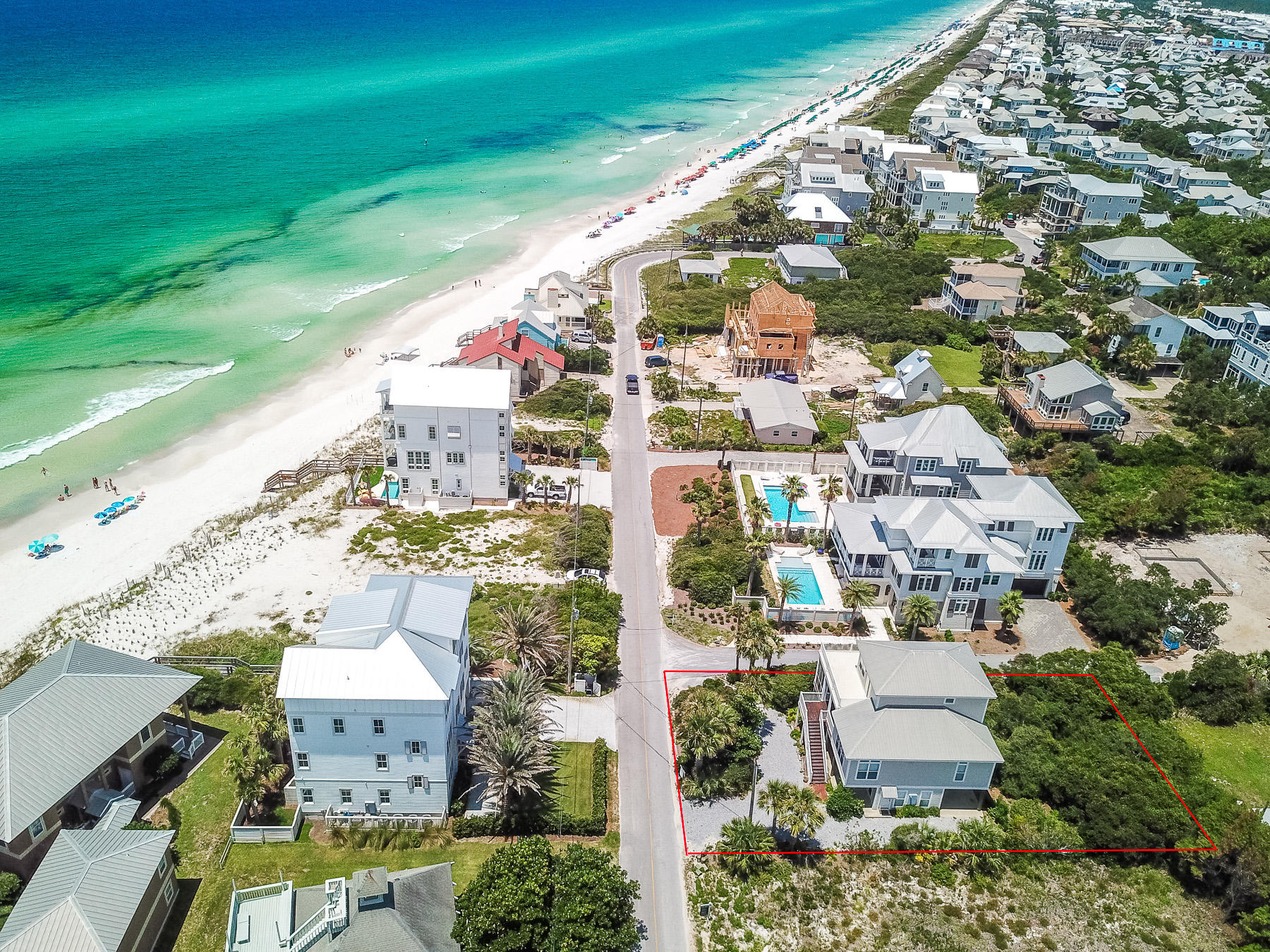 This beautiful beach home is ideally located in Inlet Beach, one of the most coveted spots along the 30A corridor. Situated just one tier off the Gulf you have expansive Gulf views and are just steps from two beach access points, and in walking distance to Rosemary, Seacrest and Alys Beaches. Recent updates have been done throughout, and the new coastal decor and furnishings will convey with the home. This versatile property has a first floor apartment with a full kitchen, living room, small dining area, bedroom and bath! This space can be locked and separated from the main house to be used as a rental on it's own, or connected to the main house, whichever you choose! 278 Pompano sits on a large lot offering great potential for expansion, with room for a carriage house and a large pool.