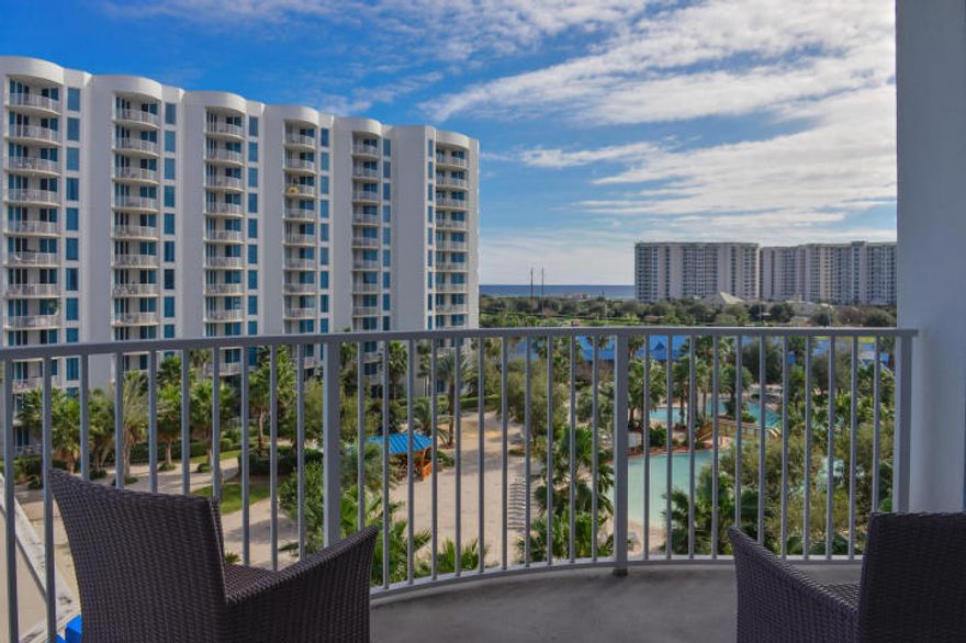 This Palms of Destin 6th floor west building pool & beach facing unit is ready to move in with added furnishings and appointments. This is the Jr. 2 bedroom that has the ''Captain's bed'' in the 2nd room and also has a trundle to sleep 2 guests. Space abounds in this 970 square foot unit offer one of the largest living areas at the Palms. You will find granite counter tops in the kitchen and the master bath. The beautiful master bedroom also has a sliding door to the terrace to enjoy the views of the pool and the gulf. The master bath has a large garden tub with shower and the guest bath is equipped with a tiled walk-in shower. The Palms has too much to offer to list. Contact listing agent for more information.