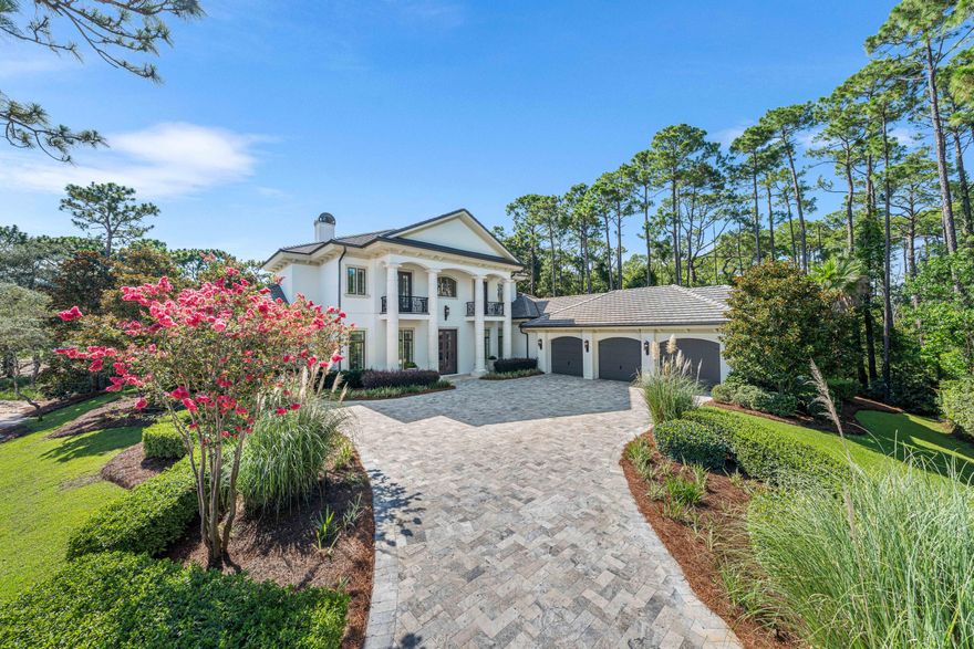 Welcome to 3570 Preserve Drive, an architectural masterpiece perfectly positioned on an estate-sized cul-de-sac lot overlooking the 4th green of the private Burnt Pine Golf Course. Located within the prestigious, double-gated, non-rental community of Burnt Pine at Sandestin Golf and Beach Resort, this nearly 7,000 square foot residence was originally constructed as a private home by one of the Southeast's premier builders and later elevated in collaboration with Christopher K. Coffin Design of Scottsdale, Arizona.The home showcases masterful craftsmanship, timeless finishes, and meticulous attention to detail. A grand foyer with soaring ceilings, a sweeping staircase, and a custom Dennis & Leen Palace chandelier sets an elegant tone upon entry. The expansive layout blends formal and casual living with effortless flow to the outdoors. The chef's kitchen centers around an oversized Calcutta marble island and features professional-grade appliances, a Francois & Co. pewter range hood with antique brass detailing, Waterstone fixtures, and a Shaw farmhouse sink. Adjacent is a 700-bottle wine cellar finished with Phillip Jeffries gold leaf wallpaper and a custom Paul Ferrante lantern, enclosed behind a striking steel and glass door. The nearby butler's pantry adds additional custom cabinetry, antique mirrored tile, and quartz countertops for seamless entertaining.

The living room is anchored by a statement Francois & Co. limestone fireplace, creating an elegant focal point and inviting atmosphere for gatherings. A highlight of the home is the oversized Florida Room, flanked by retractable patio doors for year-round use. This space offers a full bar with sink, ice maker, dishwasher, and a cozy fireplace, all overlooking the resort-style pool, spa, and screened lanai.

The main-level primary suite is a private retreat featuring wide-plank wood floors, a custom chandelier, dual vanities, a make-up counter, marble finishes throughout, and his-and-her walk-in closets. Also on the main level are a richly appointed office with custom built-ins and an additional guest suite with an ensuite bath.

Upstairs, three more spacious guest suites each feature private ensuite bathrooms. A second laundry room, generous family media room, and an outdoor balcony with sweeping views complete the second level. Additional features include an oversized three-car garage with built-in storage, lush landscaping, and refined finishes throughout.

This exceptional residence offers the pinnacle of luxury living along the Emerald Coast, all within close proximity to Sandestin's championship golf courses, marina, tennis center, private beach, and the upscale shops and dining of Grand Boulevard. Shown by private appointment only.