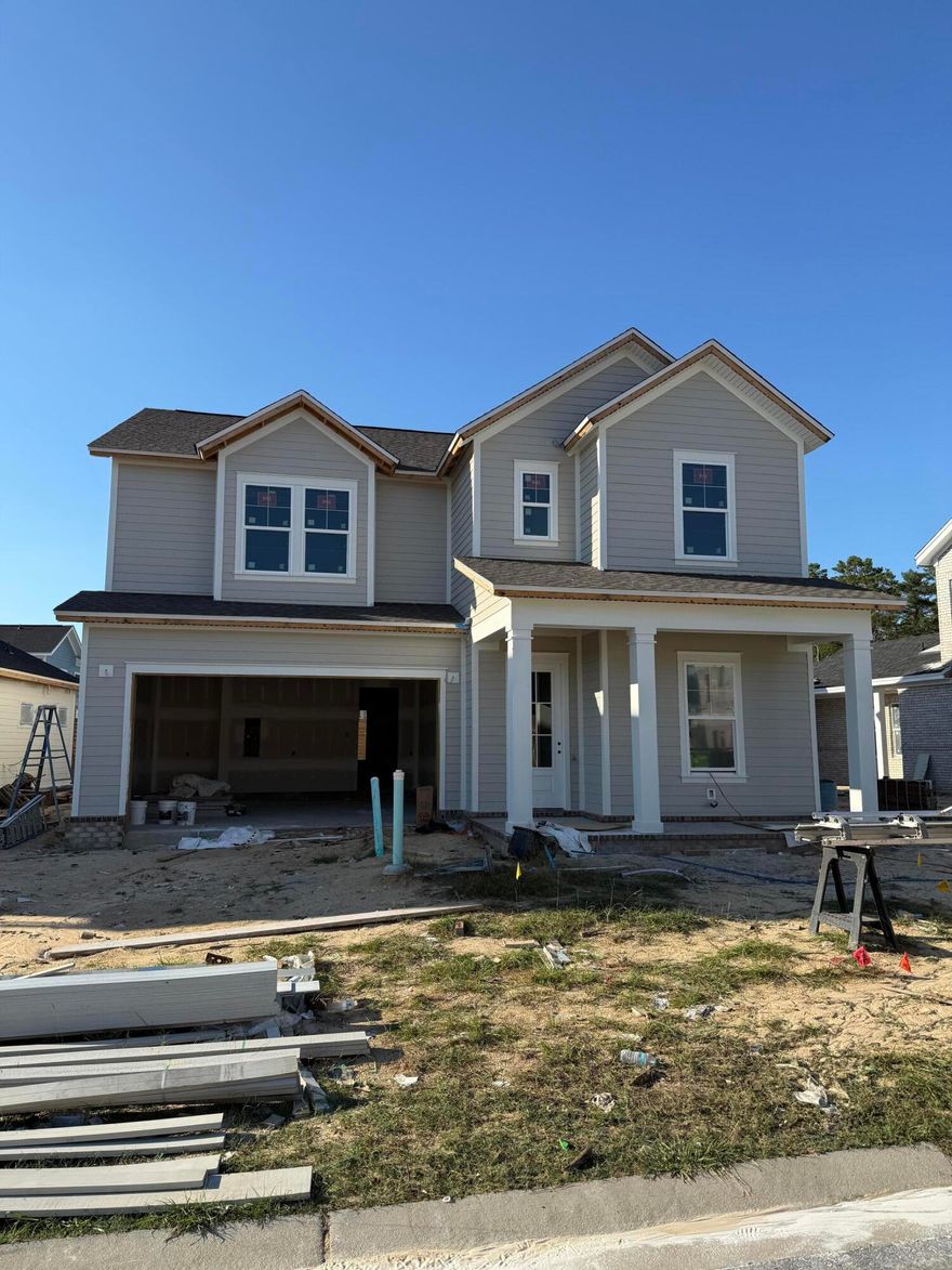 Estimated completion November 2025 for this beautiful two-story home, the Sycamore Plan. This home has 2450 sq ft of meticulously designed space with 4 bedrooms and 3 full baths! The primary bedroom and gorgeous en-suite bath are located upstairs along with 2 other bedrooms and another full bath. The laundry room is also upstairs making for ease and convenience! Downstairs you'll find a well-equipped kitchen with shaker cabinets, quartz countertops, gas stove and a large walk-in pantry. Durable LVP flooring throughout (with tile in the wet areas) too! Deer Moss Creek Community Clubhouse, now complete, offers a swimming pool, clubhouse, playground, basketball court just minutes away.