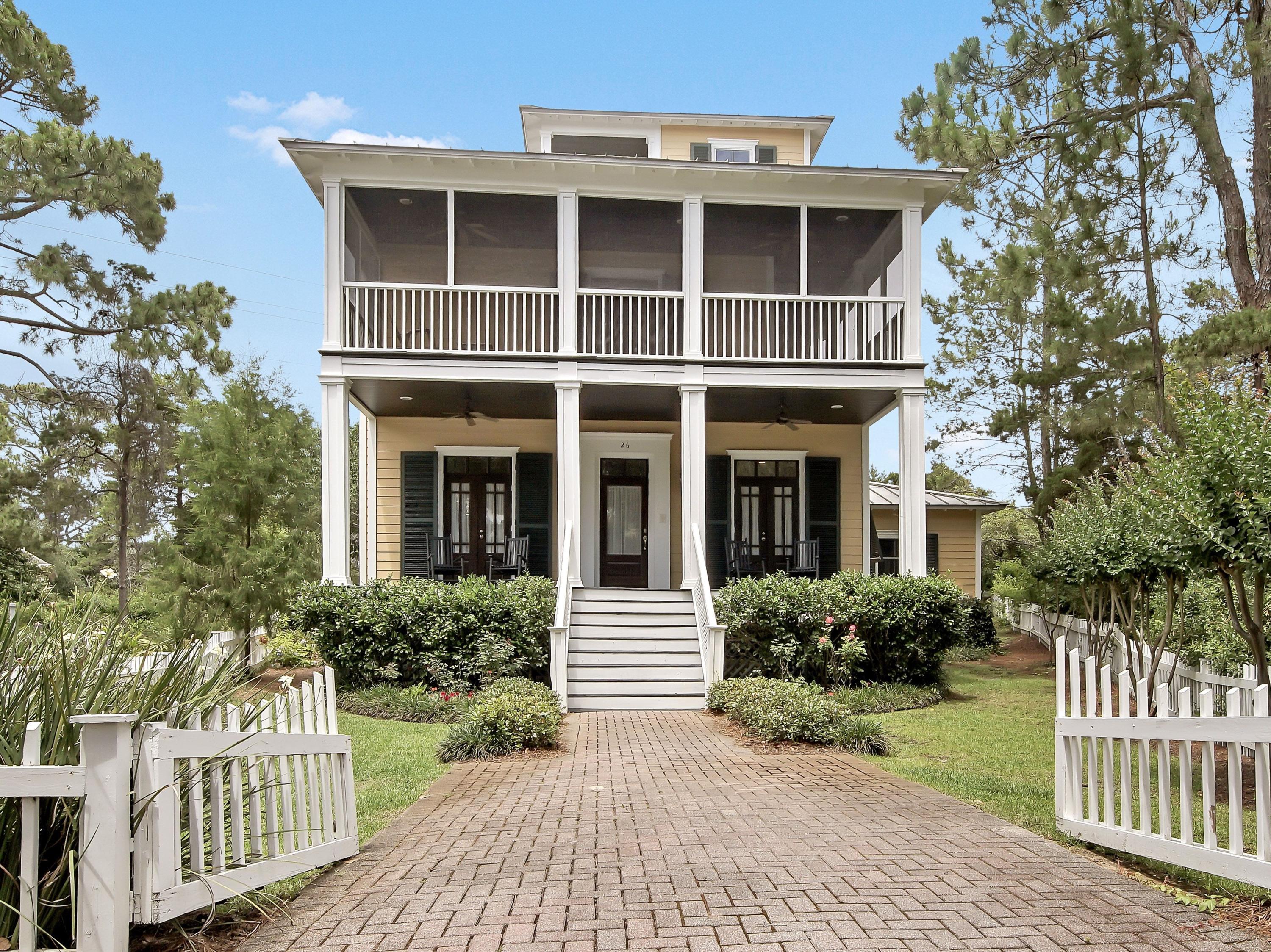 30a beach home with the splendor and touches of a Caribbean getaway. From the double wood french doors opening out to sweeping covered porches, this home is full of southern charm. The majestic wooden staircase will remind you of workmanship from another era. With real wood floors, gas stove and a third story tower, this home awaits personal touches and updates. Call today to see if this is your perfect getaway.