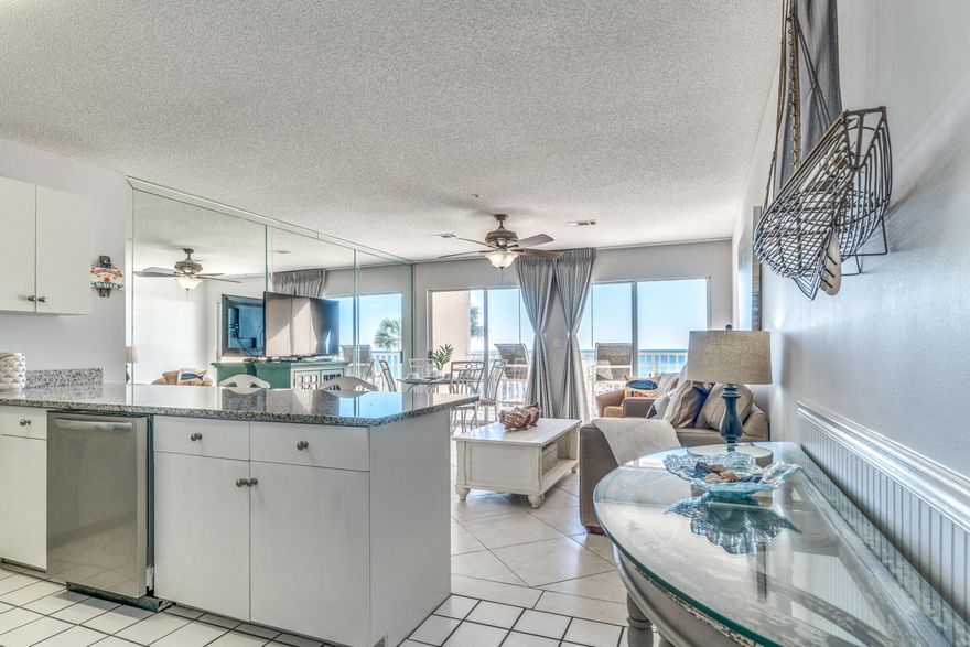 Lovely gulf-front 1 Bed with hallway bunks grossing over 40k in future bookings for 2019. Enjoy dolphin watching and sunset views every night. This Gulf front retreat has unobstructed views of the white sandy beaches and Emerald green waters of the Gulf of Mexico. Recently updated in 2019 to include new paint, all new stainless steel appliances with icemaker, granite countertops, bathroom updates, and new coastal chic furnishings! Tile floors throughout and blackout curtains. The peaceful bedroom has a king size bed and the hallway has twin bunks. This low-density building offers maximum privacy having only 9 total units. Giving you the feeling you're in a private island. With manicured landscaped grounds, a beach walkover, Gulf front pool, picnic area, & covered parking. Easy Show.