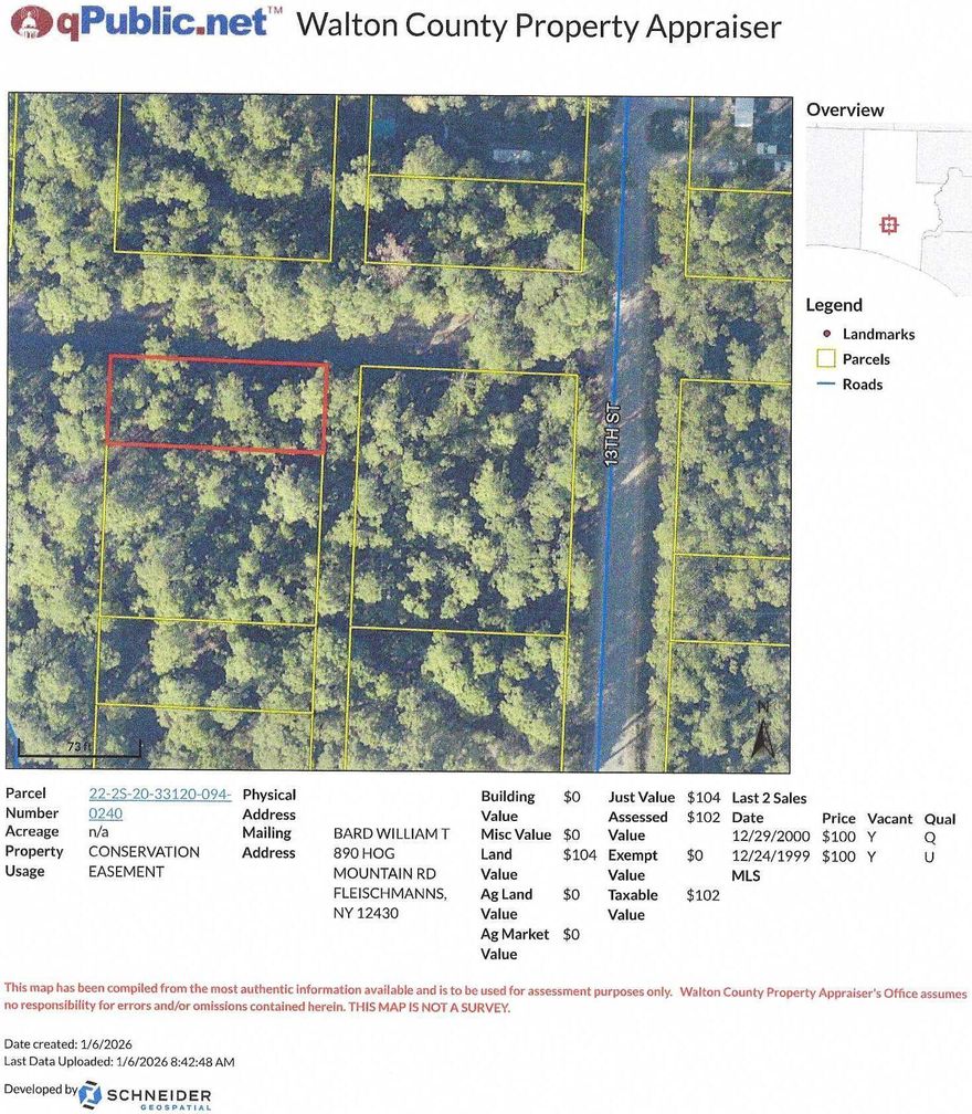 Own a piece of Paradise.  South Walton is fast developing with few properties available in this price range.  Public water & sewer have recently been placed down 13th St.  Any connection requires tap fees.  This lot will require a culvert to access the lot.
