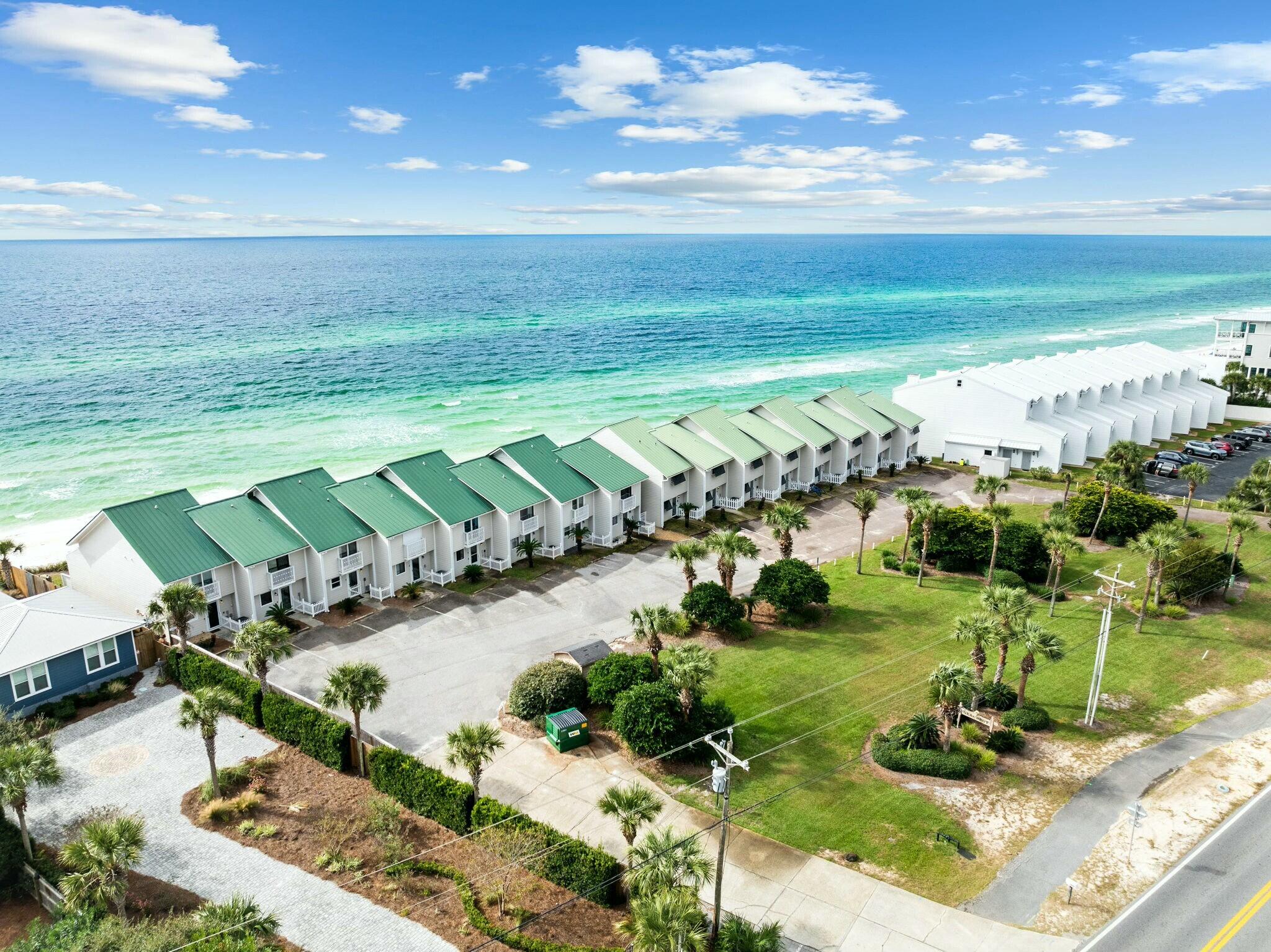 Gulf Front Elegance at 8460 E County Hwy 30A #2, Inlet Beach, FL. Welcome to Seacrest Townhomes on 30A, this 8-unit community offers a tranquil Gulf front experience and is perfectly located within walking and biking distance to Alys Beach and Rosemary Beach.This RARELY AVAILABLE, fully remodeled 2-bedroom, 2.5-bath GULF FRONT townhome offers unparalleled beachfront living.  Each bedroom features a private, spa-inspired bathroom, with an additional bunk room on the first floor makes this perfect for accommodating up to six guests. The renovations and upgrades are noticed the moment you enter the front door. Renovations completed in recent years include newly designed and updated kitchen, bathrooms, a added bunk room, quartz counterstops, stainless steel appliances, hurricane impact glass sliding doors, 2024 Guardian air purification system and LVP flooring throughout. Enjoy easy access to pristine beaches, local dining, and boutique shopping. Perfect as a vacation home or rental investment, the property's prime location and Gulf views ensure an unparalleled coastal lifestyle. This unit is being sold fully furnished and rental ready minus a few items that are being excluded. Reach out to your favorite Realtor today and seize the chance to make this coastal retreat your own. All sizes and information are deemed accurate; please verify if important. Your dream Gulf front get away home or investment property is waiting for you - don't let it slip away!