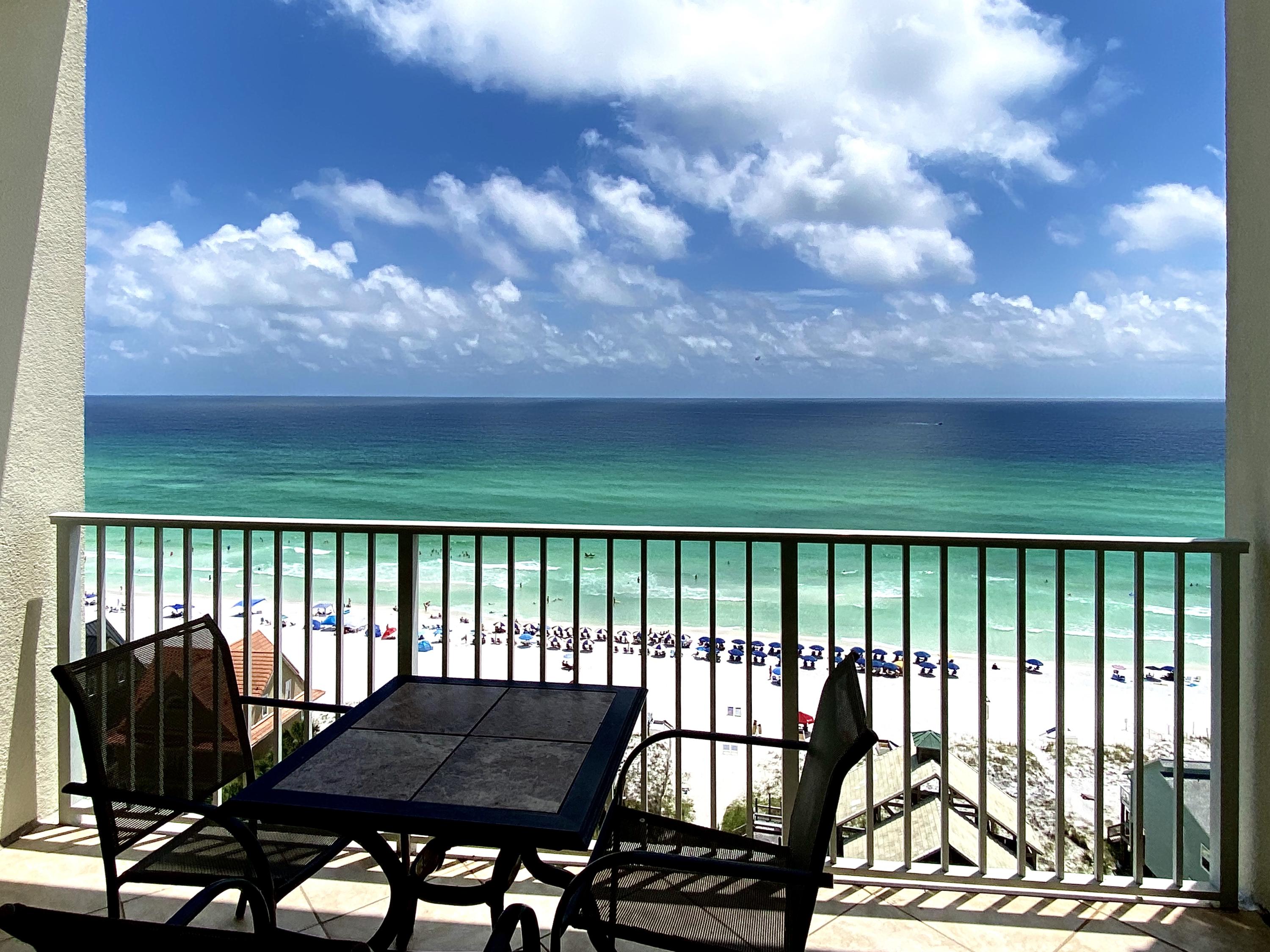 ONLY unit available in Leeward Key! Stunning 11th floor WOW views that span 180 degrees down the coast. 10' ft ceilings; lg floor to ceiling glass doors & window in gulffront MBR K suite offer amazing beach views! K in GBR. Newly painted entire unit in neutral SW GossamerVeil! Ceilings/Trim newly painted. New lamps/rug/accessories. New carpet being installed soon in Brs; Miramar Beach on Walton Co line. Spectacular views from the LR, DR, kitchen, & MBR w/en suite whirlpool bath. Amenities: 100'ft beaches, 2 pools, (heated pool on beach), fitness room, vending machines, community room & grills located at N pool. Convenient to all Destin offers; easy walk to Capt. Daves & Kenny D's restaurants. Perfect 2nd home or rental property w/35-49K rental income potential. On site mgt. AS IS