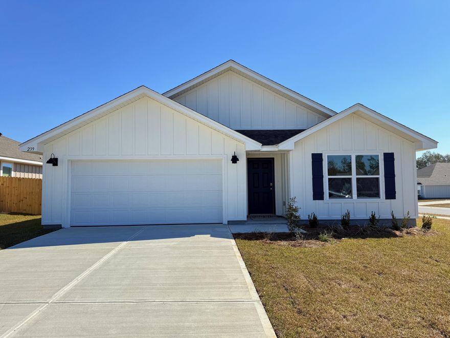 NEW CONSTRUCTION in Shoal River Landing with a community pool & cabana. This Cali model, one of our most popular models has a fabulous open design for relaxed living. 4 beds, 2 baths, covered patio, 2 car garage & the 'Smart Home Connect' System has a variety of convenient Smart Hm. Devices. Well-designed kitchen features stainless appliances, gorgeous countertops, smooth-top range, built in microwave, quiet dishwasher, corner pantry, island bar, Eye catching wood look flooring & PLUSH carpet in the bedrooms. Bedroom 1 & adjoining bath has a lg. walk-in closet, double granite vanity sinks & lg. shower & much more. STYLISH curb appeal. Easy drive to the airport, military base, beaches at Ft. Walton, Destin & minutes from the popular 'Blackstone Golf Course'.