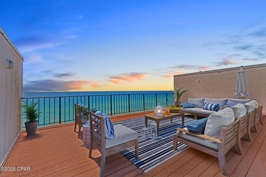 Premier Gulf-Front Penthouse in Panama City Beach's ONLY Full-Service ResortDiscover the ultimate luxury beachfront living in this rare 3-bed, 3-bath, two-story penthouse at Edgewater Beach Resort--Panama City Beach's ONLY full-service resort. Offering unmatched amenities and an exceptional rental history, this premier penthouse is a one-of-a-kind investment opportunity.From the moment you enter, you're greeted by breathtaking, panoramic views of the Gulf through floor-to-ceiling windows in the dining room, living room, and upstairs bedroom. The expansive open floor plan ensures you enjoy the beauty of the coastline from every angle.Spanning 1,366 sq. ft. on the main level, plus an additional 400 sq. ft. upstairs bedroom with a 20x30 private rooftop..... this unit is perfect for luxury coastal living. The recently renovated kitchen features granite countertops, a spacious peninsula, white cabinetry, and stainless steel appliances. Each of the three bedrooms has its own private ensuite bath, offering comfort and convenience for owners and guests alike.

The primary suite features a king bed, walk-in closet, and a spa-like walk-in shower. The second bedroom on the main level includes two twin beds, two closets, and a tub/shower combo. The upstairs penthouse suite boasts a queen bed, updated ensuite bath, dry bar with plumbing access, mini-fridge, and private access to the rooftop sun deck, perfect for soaking in the unrivaled Gulf views.

This unit is fully updated with LVP flooring throughout, new sliding glass doors, two owner's closets, an exterior storage closet, and a wet bar with plumbing access. The HVAC system (2 years old) and private upstairs A/C unit (1 year old) ensure year-round comfort. The washer/dryer has its own dedicated space for added convenience.

Premier Investment Opportunity - Proven $80K Annual Revenue This penthouse has generated $80K in annual rental income, with no nightly rates below $200 and a 4-night minimum stay. A loyal snowbird guest has booked for the past 4 years and would love to continue with the new owner. Currently managed by Southern Vacation Rentals, this unit is an established rental performer with high demand year-round.

Unmatched Resort Amenities - The Best in Panama City Beach Edgewater Beach Resort is THE premier destination in Panama City Beach, offering the most extensive luxury amenities of any property on the Emerald Coast:

 11 resort-style pools, including the iconic lagoon pool with waterfalls  HOA-owned private beach access with new pool cabanas  On-site fine dining at Oceans Bar & Grill & poolside bars  9-hole golf course with pro shop & free annual cabana rental for owners  State-of-the-art fitness center, basketball & tennis courts  Expanding pickleball courts (3 now, growing to 12)  On-site Starbucks market, retail shops, and ice cream parlor  Arcade, convenience market, and full-service spa  Electric car charging station & trailer parking inside the gated resort

Exclusive Owner Perks:  20% discounts at all Edgewater restaurants & shops (extendable to family members)  Complimentary beach chair rental annually  Owners can pass discounts to parents, grandparents, and children

Prime Location in the Heart of Panama City Beach Situated in the most desirable location, Edgewater Beach Resort is steps away from Edgewater Shoppes, featuring:

<?? Fine dining, bowling, arcade, axe throwing, escape rooms & more <?? Salons, spas, golf cart & car rentals <?? Nearby access to charter fishing, kayak & pontoon rentals, dolphin tours, & top-rated attractions <?? Close proximity to Publix, Walmart, and more conveniences

This one-of-a-kind penthouse is the perfect blend of luxury, investment potential, and unbeatable amenities. If you're looking for a high-performing rental, an upscale beachfront getaway, or bothTHIS IS IT!

=?? Don't miss this rare opportunityschedule your private showing today!