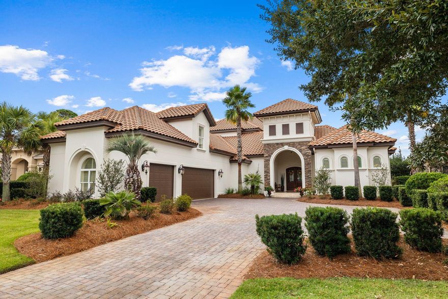 This beautifully architected Tuscan-inspired residence was custom-built by Boswell in 2014, and seldom used. From high-end materials to the private pool overlooking the sculpted golf course, it exudes a sense of quality and exclusivity. Luxury living includes 12-ft. ceilings, polished travertine flooring, automated window treatments, plantation shutters and masterful use of natural materials. A succession of living and dining spaces are connected by open doorways featuring decorative door casing. The grand foyer makes a magnificent first impression and is open to the pool and golf views straight from paradise. The 4,500-sq.-ft. floor plan means every room is generously sized.