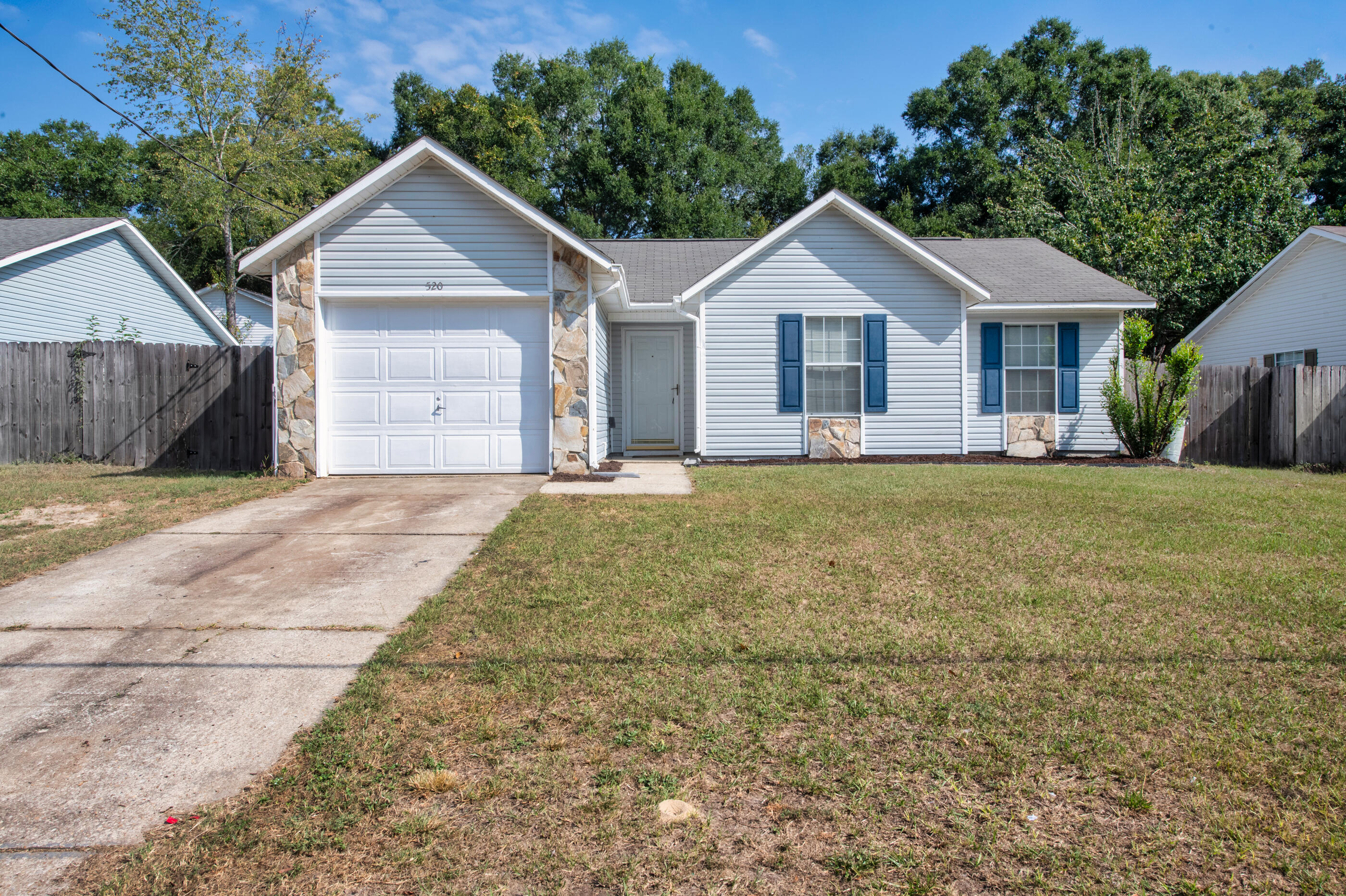 Welcome to this well-maintained 3 bedroom, 2 bathroom home offering 1,024 sq. ft. of comfortable living space on a 0.18-acre lot. The inviting floor plan features a vaulted ceiling that enhances the sense of space and natural light throughout the main living area.The kitchen and dining area flow seamlessly, making everyday living and entertaining a breeze. The bedrooms are well-sized, with the primary suite offering a private bathroom for convenience.Enjoy the outdoors in your fully fenced backyard, perfect for pets, gardening, or weekend gatherings. A one-car garage adds extra storage and parking space.