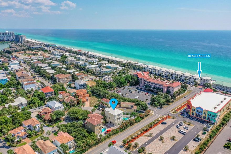 1/2 BLOCK TO DEEDED BEACH ACCESS, 2-CAR GARAGE W/ABILITY TO CONVERT TO MORE BR'S, QUALITY CONSTRUCTION & ARCHITECTURAL DETAILS SET THIS HOME APART.  Your Dream Beach Lifestyle awaits! Forget overused designs & floor plans. Step inside to discover curved & angled walls, 10 ft+ ceilings adorned W/intricate crown & trim, & stunning gray-stained REAL Oak floors that lead you to a grand 3-story spiral staircase!  Leave the hustle & bustle behind as you indulge in the ultimate beach lifestyle. Start your day w/a swim in your large, custom, heated gunite pool & raised spa w/double waterfall & tanning deck.  Then it's off to the white sandy beach, just a short stroll away, for Emerald Coast sun-soaked relaxation. After a day of seaside bliss, return home to your expansive balconies to soak in