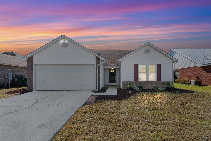 Discover Your New Move-in-ready Home in Ft Walton Beach!This stunning 4-bedroom residence offers the perfect blend of comfort and modern living in a prime location near Hurlburt and Eglin Air Force Base. Meticulously maintained inside and out, this home will impress when you pull into the driveway.Step inside to an inviting open floor plan featuring luxurious LVP and tile floors throughout--no carpet! The spacious family room flows seamlessly into the elegant kitchen, complete with a convenient breakfast bar perfect for casual dining and entertaining.Thoughtful layout highlights include:Three bedrooms and a full bathroom in the front of the homeThe expansive master suite is located at the rear for ultimate privacy. Updated bathrooms with granite countertops Master bathroom featuring a luxurious walk-in tile shower 
The Primary Bedroom has new barn-style closet doors installed soon for ultimate organization and a contemporary feel
Future-ready kitchen with gas stove piping for easy conversion and oversized chef-style single basin sink
Modern lighting fixtures and ceiling fans- most with remotes 
Laundry room with upper cabinets for extra storage
New windows for added efficiency and style

Outdoor living is equally impressive with:

Storage shed for all your storage needs
Updated roof that is 4 years young
Charming fire pit area ideal for relaxing evenings
Irrigation system to keep your landscape lush
Gas hookups in the backyard for outdoor cooking

Added peace of mind- Sellers are including a 2-year home warranty, ensuring your investment is protected. This home is conveniently situated near local shops and restaurants and offers the perfect location for comfortable living.
Don't miss this opportunity to make this Fort Walton Beach gem your new home!