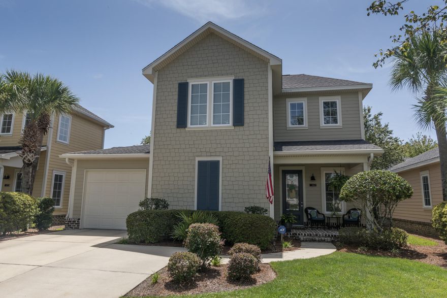 This Huff-Built, meticulously maintained 3 bdrm/ 2.5 bath/ 1 car garage home in the incredibly popular Church Street Village community is PERFECT for a Primary OR Secondary home!  It is located within minutes to the wonderful 30A community of Gulf Place & Ed Walline Beach access! You will enjoy the brick-floored front porch & the screened-in back porch with grilling patio. Enter the home to the open living, dining, and kitchen. The kitchen features beautiful stainless appliances, solid wood cabinetry, granite countertops and a subway tile backsplash.