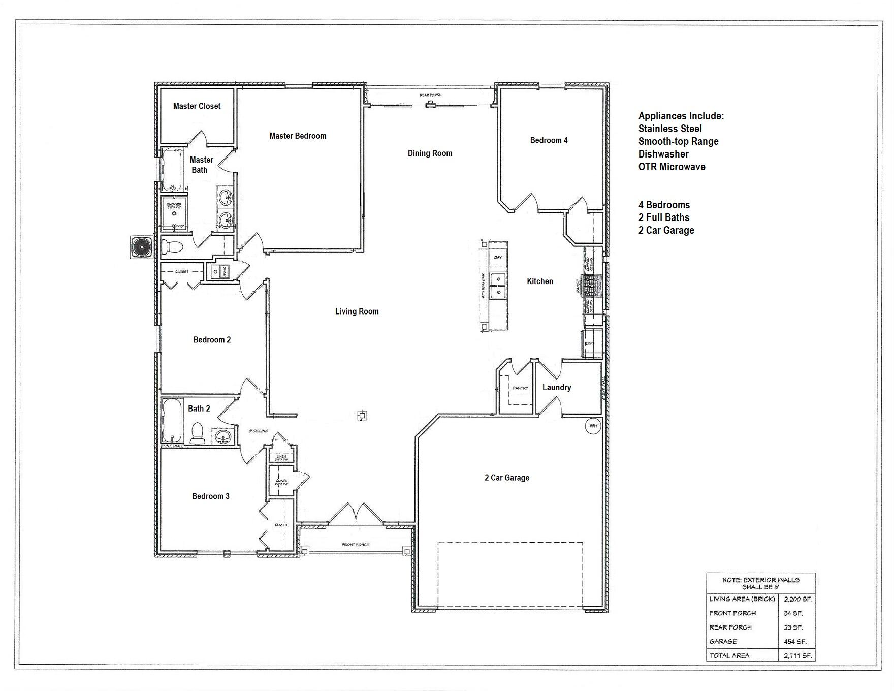 BRICK HOME with 4 Beds, 2 Bath, 2 car garage.