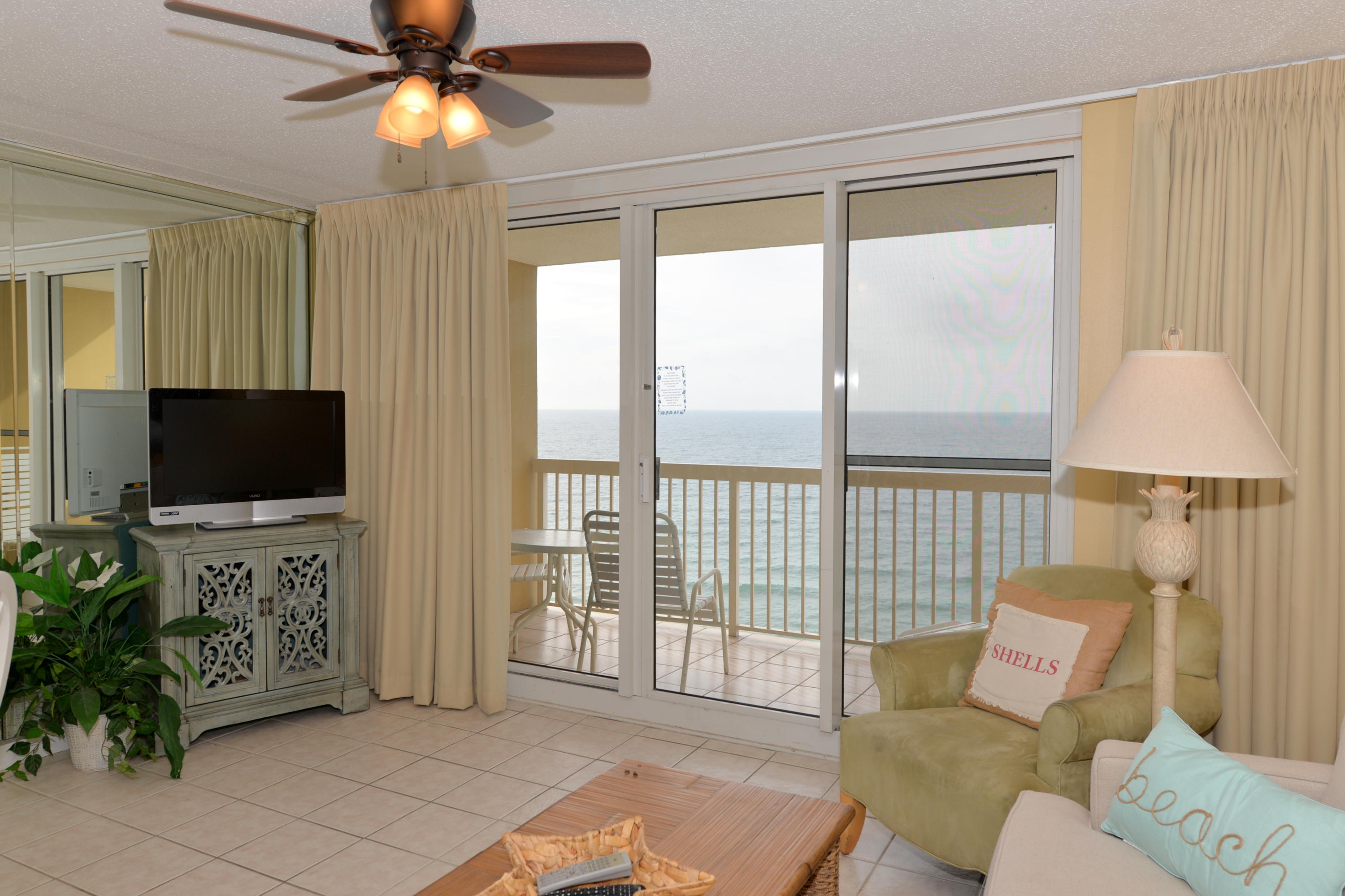 SPECTACULAR DIRECT VIEWS OF THE GULF FROM THIS UPDATED ''CUTE AS CAN BE'' one bedroom plus bunks condo on the very desirable 17th floor of Pelican Beach Resort. The kitchen features granite counter tops & stainless appliances. Floors are tile throughout for ''sandy feet''. There are custom draperies, hall bunks & two full baths to easily accommodate six guests. Pelican Beach Resort is one of the most popular beach resorts in the area & offers an abundance of amenities such as: 3 pools, tennis, on-site rental, 24 hour front desk services, tennis courts, a huge sundeck & private beach access with Trek decking, private beach, a tiki bar, outdoor grills, a market cafe, covered parking, and reasonable HOA fees. You won't want to miss this one!