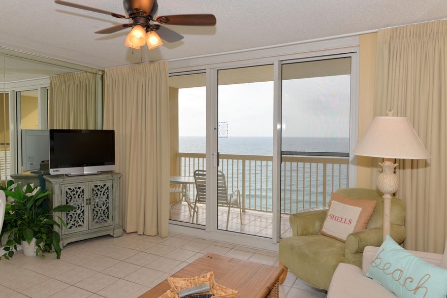 SPECTACULAR DIRECT VIEWS OF THE GULF FROM THIS UPDATED ''CUTE AS CAN BE'' one bedroom plus bunks condo on the very desirable 17th floor of Pelican Beach Resort. The kitchen features granite counter tops & stainless appliances. Floors are tile throughout for ''sandy feet''. There are custom draperies, hall bunks & two full baths to easily accommodate six guests. Pelican Beach Resort is one of the most popular beach resorts in the area & offers an abundance of amenities such as: 3 pools, tennis, on-site rental, 24 hour front desk services, tennis courts, a huge sundeck & private beach access with Trek decking, private beach, a tiki bar, outdoor grills, a market cafe, covered parking, and reasonable HOA fees. You won't want to miss this one!