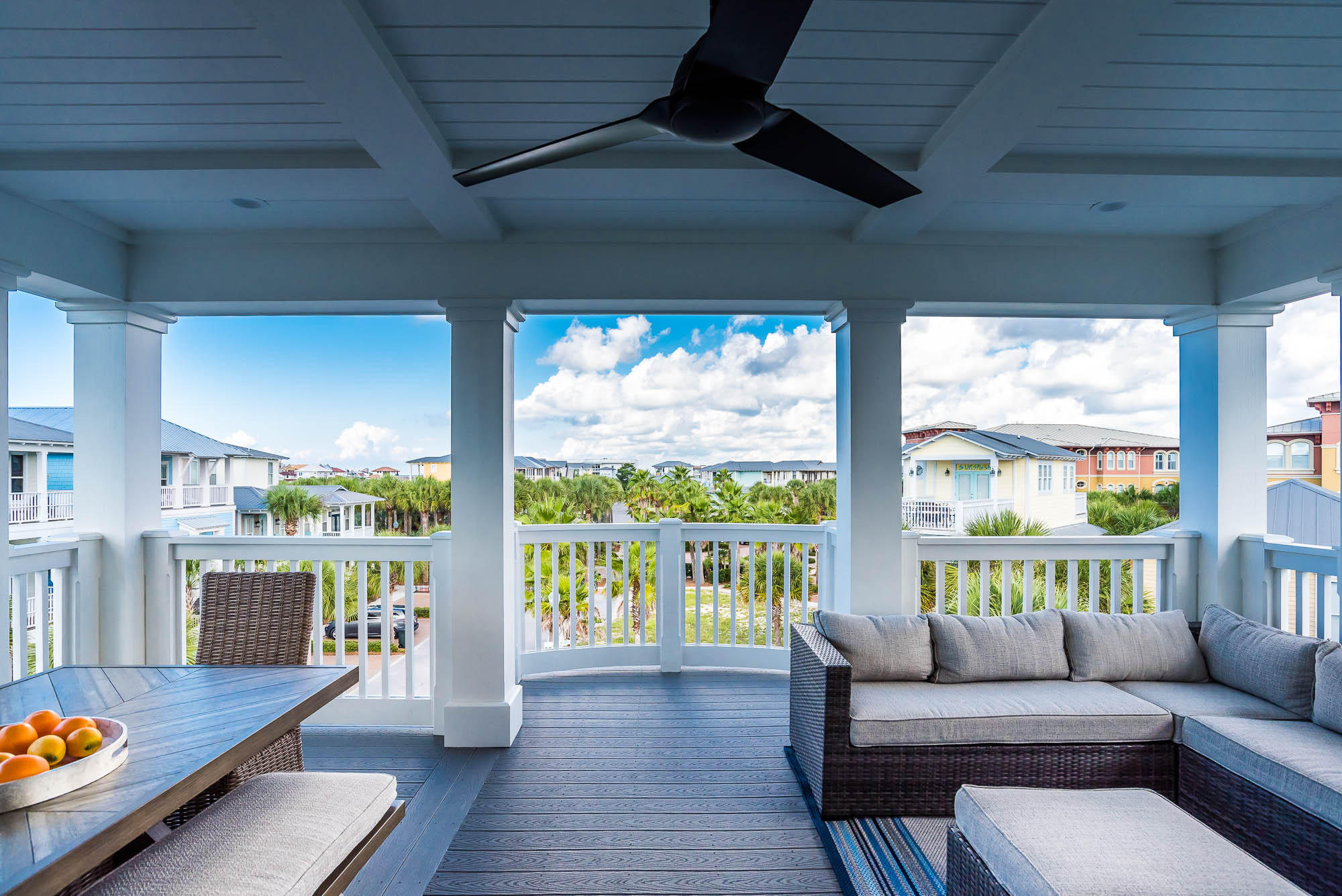 Exquisitely designed and decorated, this 4040 square foot Seacrest Beach house offers three levels of beach living including 5 bedrooms, 5 full baths and 2 powder rooms and endless sunsets and Gulf views from the upper levels of the home. With choice of two master retreats, a media room, bunk room and guest suites, the opportunities are endless for family gathers, entertaining or as an investment property. Notable features of the home include tile and hardwood flooring, marble & quartz countertops, large center island, natural gas fireplace, and a suite of Kitchen Aid appliances. The oversized corner lot offers opportunity for a private pool.