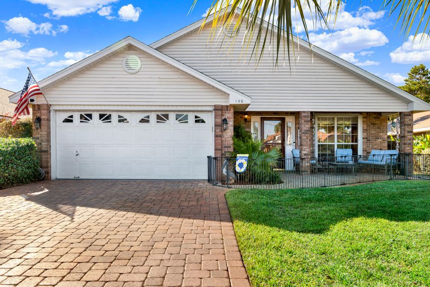 BEACHSIDE GEM WITH MODERN UPGRADES! Nestled in the sought-after Seaspray community of Miramar Beach, this beautifully maintained 3-bedroom, 2-bath brick home offers the perfect blend of comfort, style, and coastal charm that is only minutes from deeded beach access and features a community pool. Within the community you'll find a blend of full-time primary residents, second home owners, and short-term investors making great cash flow. Projections are over $53,000 annually! The seller has lived here for many years and enjoys having friends chat on her charming front porch or her beautifully landscaped backyard. The home welcomes you with a versatile front entry room that can serve as an office, hobby space, or reading nook. The kitchen flows into the dining area and features a vaulted ceiling, freshly repainted cabinets, and stainless steel appliances. With its split floor plan, the primary bedroom is separate from the two additional bedrooms. In the primary bath is a lovely tiled shower, tub, and walk-in closet with built-ins for storage. The whole home has tile flooring (no carpets!) and the furnishings are negotiable if a buyer would like them to remain. One of the best parts of the home is the extended living room with tons of windows for natural light, which is a unique addition for this floor plan. Speaking of windows, the whole home has brand new hurricane shutters. For even more peace of mind, the roof and fence are new 2020 and the HVAC was installed in 2021. The backyard is a private retreat with paver paths, seating area, and is fully-fenced. It's pet-friendly and ready for quiet evenings or fun gatherings.

Located in the desirable Seaspray neighborhood, 150 Leeward Drive offers low annual dues, access to a sparkling community pool, and deeded beach access next to Surf Hut. The location has convenient proximity to local shopping, lots of dining options, and all sorts of attractions and entertainment in Miramar Beach. Don't miss your chance to own this move-in-ready coastal retreat. A video tour is available. Schedule your showing today!