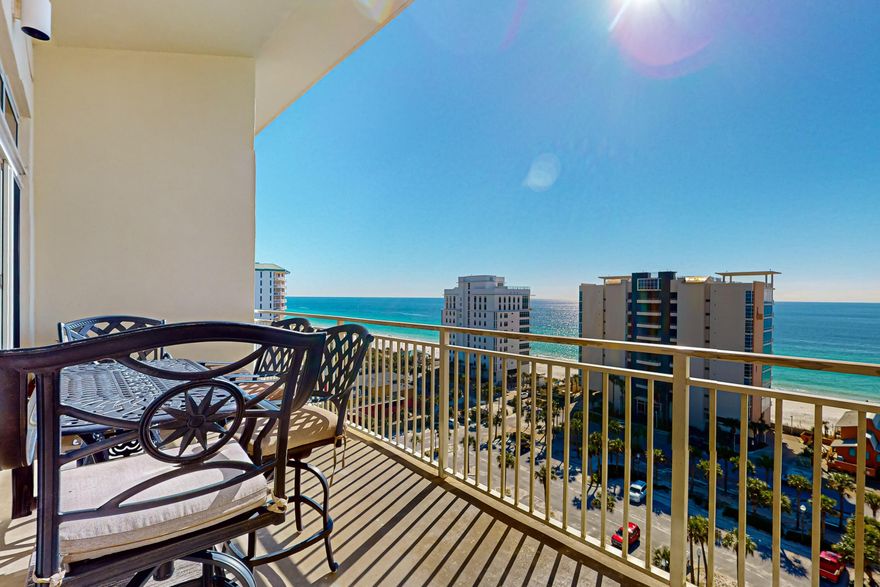 Look at this price for a penthouse in Destin! Highly Coveted Covered Garage Parking Spot Included! Penthouse residence with soaring 11-foot ceilings and expansive views. Kitchen is equipped with full appliances and ample cabinet storage. Primary suite features its own private bath; additional bedrooms are well sized and offer comfort and convenience. Residents enjoy resort-style amenities including lagoon-style pool, Gulf-facing pool, fitness center, theater room, gated entry, and deeded beach access. HOA maintains all exterior, common grounds, security, and landscaping. Rare opportunity to own a beachside penthouse with reserved covered garage parking--schedule your showing today!