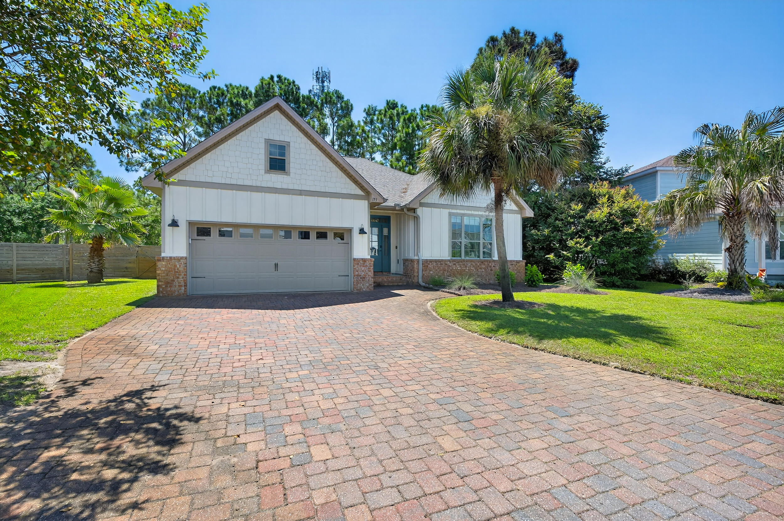 Discover this beautifully maintained 2014-built home in the gated community of Cypress Breeze Plantation! Known for its unmatched amenities, the neighborhood boasts a spectacular 13,000+ sq. ft. resort-style pool with 12 waterfalls, an ideal retreat just steps from home. Centrally located off 30A, you'll enjoy quick access to the beautiful Gulf beaches, as well as nearby shopping and dining. With rental projections coming in at $40k+ this property would make a great second home or short term rental! Inside, the home shines with fresh white paint, crown molding, custom Roman shades, and all-new light fixtures and faucets. The open floor plan is accented by graceful arches, while the living room offers built-in bookcases, a fireplace, a tray ceiling, and skylights that fill the space with natural light. The kitchen is perfect for entertaining with granite countertops, stainless steel appliances, a breakfast bar, pantry, and abundant cabinetry. Just beyond, French doors open to a sunroom that could function as an office, playroom, gym, or even additional sleeping space. The spacious primary suite is privately tucked at the back of the home and features a tray ceiling, walk-in closet, and an en suite bath with a garden tub, tile shower, and double vanities. A split floor plan separates the two additional bedrooms, which share a full bath with a tub/shower combo. Step outside to a fully fenced backyard framed by mature pine trees for shade and privacy and enjoy time on the screened patio! Also featured is a 2 car garage with a built in work bench and storage area. Move-in ready and well cared for, this property offers the flexibility of being a wonderful primary home, vacation getaway, or short-term rental opportunity.