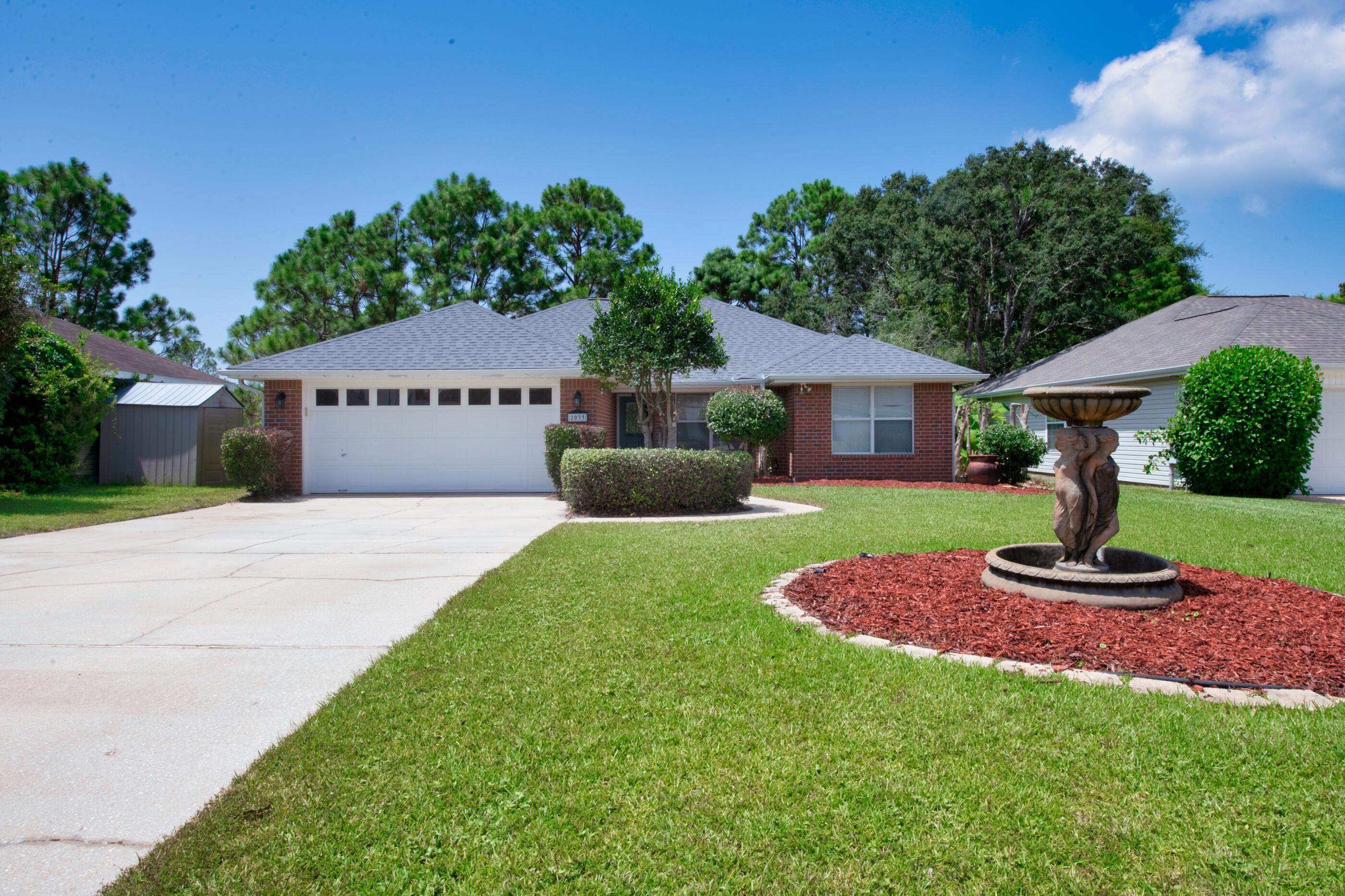 NEW and IMPROVED! Charming, beautifully updated home. Totally new, fully renovated kitchen with generous sized breakfast bar, quartz countertops, soft-close Shaker style cabinets, stainless steel appliances. New lighting and ceiling fans throughout including newly installed recessed lighting. Freshly painted. Brand new roof. Large family room with wood burning fireplace. Separate laundry room. Bullnose cornered walls and stamped/stained concrete floors throughout. This all brick, lakefront home is located in a quiet neighborhood accessible from both Hwy 98 and East Bay Boulevard. Only 18 miles to Hurlburt Field and minutes to Navarre Beach. Enjoy the lake view from the enclosed back porch and large deck or relax on your private dock to feed the ducks or cast a fishing line.