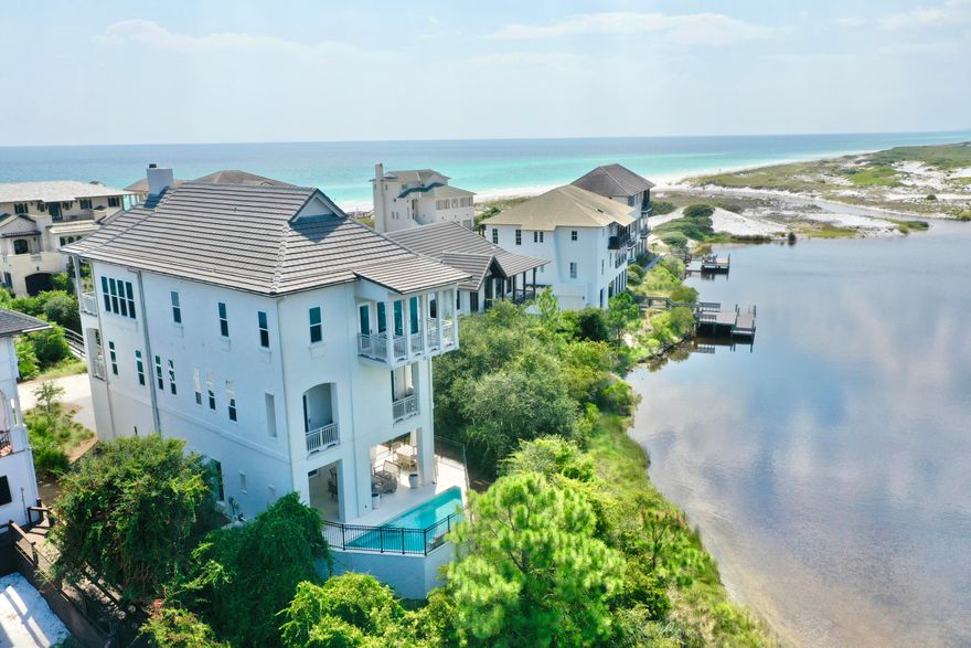Rare opportunity in secluded Stallworth Preserve with the BEST views on 30A! A must see, masterfully designed home that takes advantage of the privacy and sweeping views of the beach, coastal dune lake and state park. The 5 bedroom, 5 full bath and two half bath home is just under 4,000 sq. ft. The first floor features the entry, laundry, two-car garage and incredible outdoor living area, summer kitchen and private pool overlooking the coastal dune lake. The second floor features four bedrooms with ensuites. The impressive third floor hosts the living, dining and kitchen with magnificent views, in addition to the spacious master bedroom. Stallworth is a gated, non-rental community. Beach access is located directly across from the driveway.