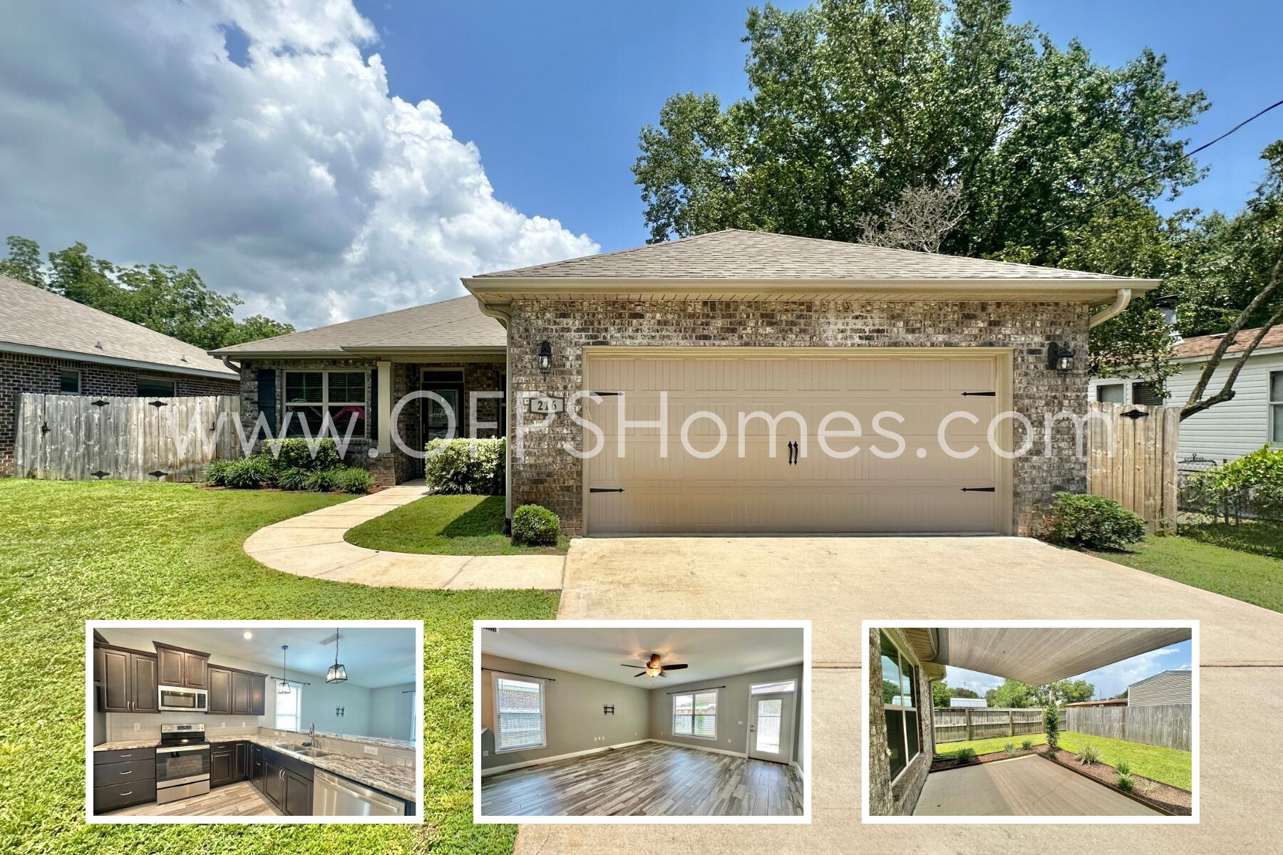 AVAILABLE NOW! Conveniently located west of Hurlburt Field, this well-maintained home offers easy access to the military base, local shopping, and the white sand beaches of the Emerald Coast. Inside, you'll find a beautiful kitchen with granite countertops, breakfast bar, and ample cabinetry, along with a separate dining area complete with an accent wall. The primary bedroom features tray ceilings and an en-suite bath with double granite vanity, garden tub, and separate shower. Enjoy a spacious fenced backyard with a sunshade, perfect for relaxing or entertaining. AS IS Washer/dryer and garage shelves included. NO smoking. 600 minimum FICO credit score required in addition to meeting rental criteria. Pets allowed upon approval with a non-refundable pet fee. All applicants are required to complete an application on https://onefamilypropertyservices.petscreening.com/
regardless of if they own a pet or not. Applicants with an ESA are also required to complete the application.
** Fees Required once an application is approved include, but may not be limited to: Security Deposit, Non-Refundable Fees (cleaning and rekey), $20 Certified Mail Fee, and Pet Fees (when applicable).