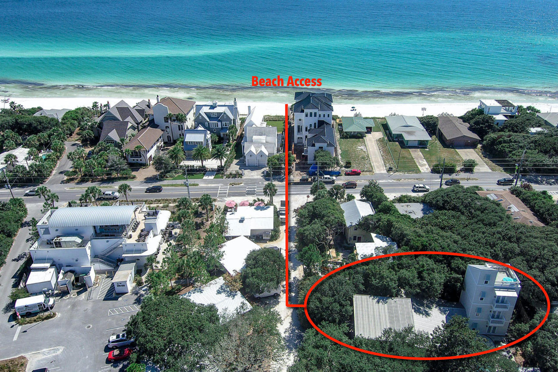 BEST LOCATION BEST BEACH ACCESS Rare opportunity to own an ''Old Seagrove'' beach home! Perfect location for relaxing & enjoying the 30A Life! Spacious home includes 6 bedrooms (w/3 Master suites), 6 bathrooms, two living areas & a private heated pool. Large lot w/ beautiful oak trees, mature landscaping, privacy, & fenced back yard. Very short walk to the gorgeous beaches, or to restaurants, shopping, events & iconic Seaside. Spectacular panoramic GULF VIEWS from the 4th floor rooftop deck; The perfect spot to watch sunset. Updated in 2013 yet retains the charm of the neighborhood w/ covered porches, wood ceilings, hardwood & tile floors. SOLID rental history for an investment property, or perfect for a second home for you & your Family to make new memories. No HOA fees.