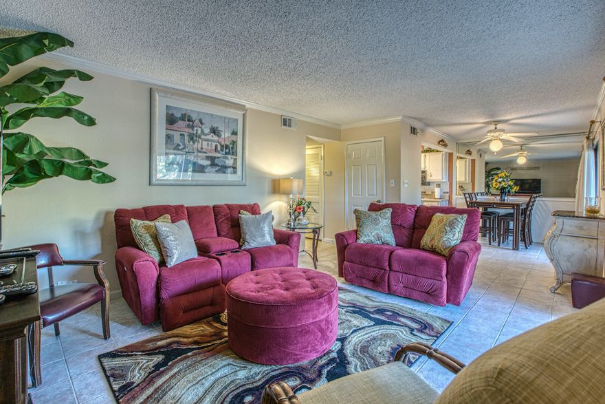 Enjoy this great ground floor unit located on the 10th fairway in Seascape Resort. Golf course views in front and back of unit. It is a quiet location on a dead end street. There isn't another building next to this unit. HVAC unit was replaced in 2015. Other updates have been done. There are lots of closets. It has an outdoor storage unit. Building roof has been replaced. Seascape has beautiful deeded beach access. Seascape has gated entrances, tennis courts and pools. The Towne Centre offers restaurants, fun activities and shopping. All dimensions and information herein deemed reliable, but should be verified by buyer.