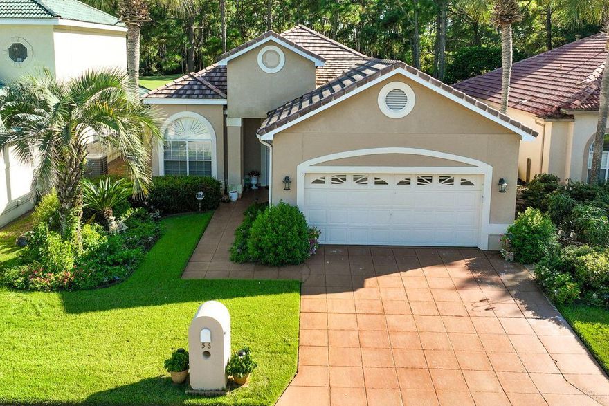 Welcome to your personal paradise in the exclusive Emerald Bay Golf Community. This single-story three bedroom, two bathroom home boasts an incredible backyard oasis with a private pool and screened lanai, all overlooking the lush golf course. Perfect for entertaining or serene relaxation, this home provides seamless indoor/outdoor living. Inside, the home is light and bright, with an oversized primary suite featuring a beautifully updated ensuite bathroom with a walk-in shower and dual vanities. Emerald Bay residents also enjoy access to a championship golf course, tennis courts, a community pool, and clubhouse amenities.
