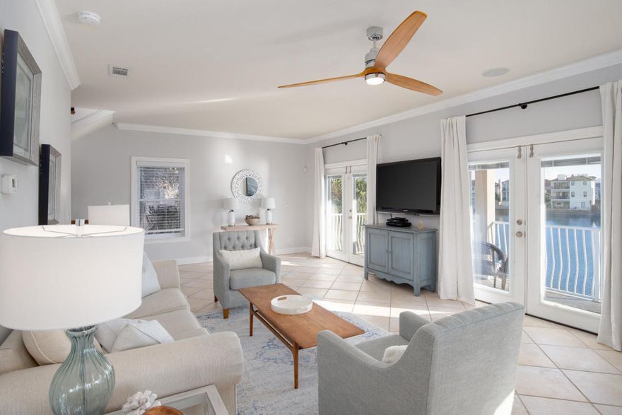 Freshly painted with new lighting, drapes and decor. Views, Views, Views! Rare opportunity to own a Lakefront Home with a private pool within a Gated, Beachfront Community in the heart of Destin. The coastal design is accented by an open floor plan offering lots of natural light. The living area has amazing water views and runs the width of the second floor, a spacious dining area and high end kitchen with solid wood cabinetry and upgraded appliances. There is an exterior staircase directly off the 2nd floor dining area leading to the pool, making grilling and entertaining easy. The master bedroom commands the best view from the third floor with a large private balcony, elegant master bath, walk in closet and a bonus bunk room. The first floor features 2 bedrooms, each with french doors. This home was built for families and entertaining with plenty of room to gather together in the great room, then retreating to your own suite for some privacy. Located just a short walk across the lake to the 650 feet of private deeded beach exclusively for the Dunes of Destin residents and guests. Excellent income potential.