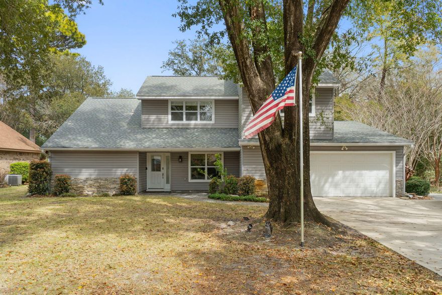 This charming two-story, 4-bedroom, 2.5-bathroom home with POOL is located in the highly sought-after Bluewater Bay community. The kitchen boasts ivory cabinetry with soft-close features and beautiful granite countertops. The main level offers an open and inviting layout, perfect for entertaining guests. A wood-burning, stacked stone fireplace serves as the centerpiece of the living area, while updated lighting and ceiling fans are thoughtfully placed throughout the home. The primary bedroom exudes warmth and spaciousness, with an adjoining bonus space that could serve as a cozy reading nook or a quiet office. The primary bath features two vanities, a beautifully designed tile shower with multiple showerheads, and a generous walk-in closet. A guest bathroom is conveniently located on the main floor.

Upstairs, you'll find three additional bedrooms, two of which share a Jack-and-Jill bathroom. The upper level also includes a versatile flex room with a wet bar, which can be closed off by custom-designed barn doors. Other interior highlights include newer windows and professionally installed closet systems for added storage and organization.

From the kitchen and breakfast nook, your eyes will be drawn to the backyard oasis. The screened-in saltwater pool, installed in 2017, is equipped with both heating and cooling systems, along with a fully animated, smartphone-controlled lighting system. The professionally landscaped front and backyards are equipped with an irrigation system for easy maintenance. Additional features of this home include energy-efficient solar panels, upgraded flooring on first floor, and a garage screen for added convenience. Schedule a showing today!
BUYER TO VERIFY ALL INFORMATION PROVIDED.