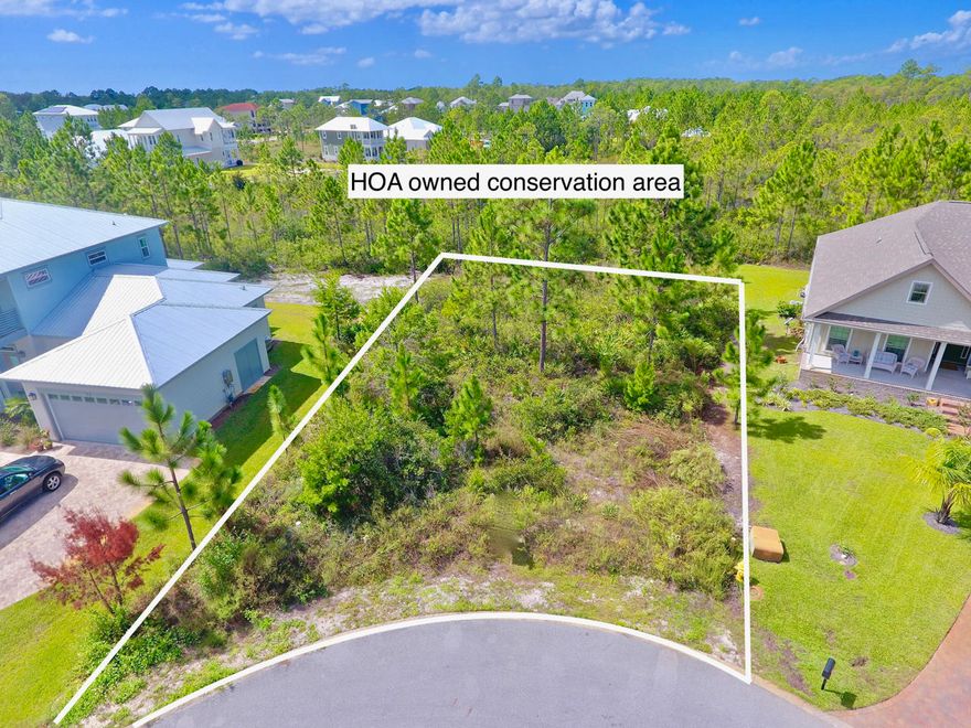 Cul-De-Sac lot in Cypress Breeze. Lot 158 backs up to Home owners association owned conservation property adding additional privacy. The community features newly constructed upscale homes, resort-style pool with multiple swimming areas, waterfalls, and large open entertainment area and pool deck. Conveniently located at the end of HWY 393 is Ed Walline Park Beach Access, and Gulf Place complete with multiple restaurants, coffee shops, and shopping. 30A offers miles of bike and walking trails, with easy access to Grayton Beach, Seaside and Watercolor. Enjoy close proximity to Sacred Heart Hospital, Grand Boulevard, Sandestin, the beautiful beaches of South Walton with various shopping, food and entertainment destinations.