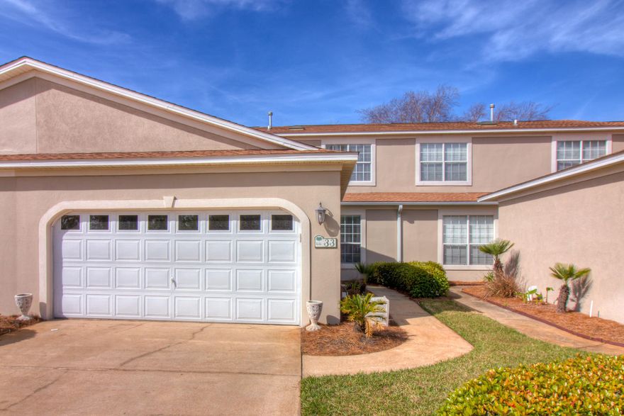 Convenience and location comes to mind with this updated three bedroom, two full bath town home in Miramar Beach. Light and bright open floor plan with towering ceilings and wood floors in the great room, first floor master bedroom with updated master bath, kitchen with brand new cabinets and granite counter tops, screened porch and two car garage. Neighborhood offers two community pools, tennis court, shuffleboard, bay front fishing pier and more. Walk to the Silver Sands outlet mall for a day of shopping and lunch or bicycle to some of the most beautiful beaches in the world.